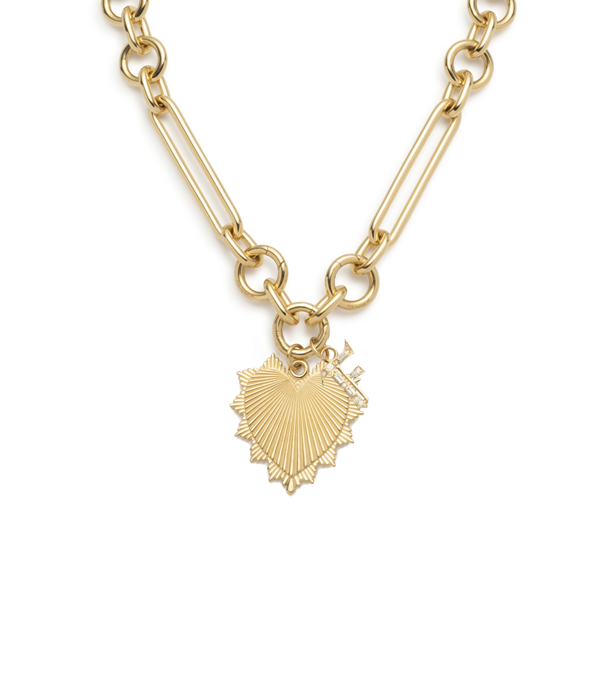 Love Initial Story Oversized Mixed Clip Chain Necklace - Personalized Nameplate Jewelry for Women, Trendy Layered Pendant Necklace Gift for Her | Perfect for Valentine's Day, Anniversary & Everyday Fashion