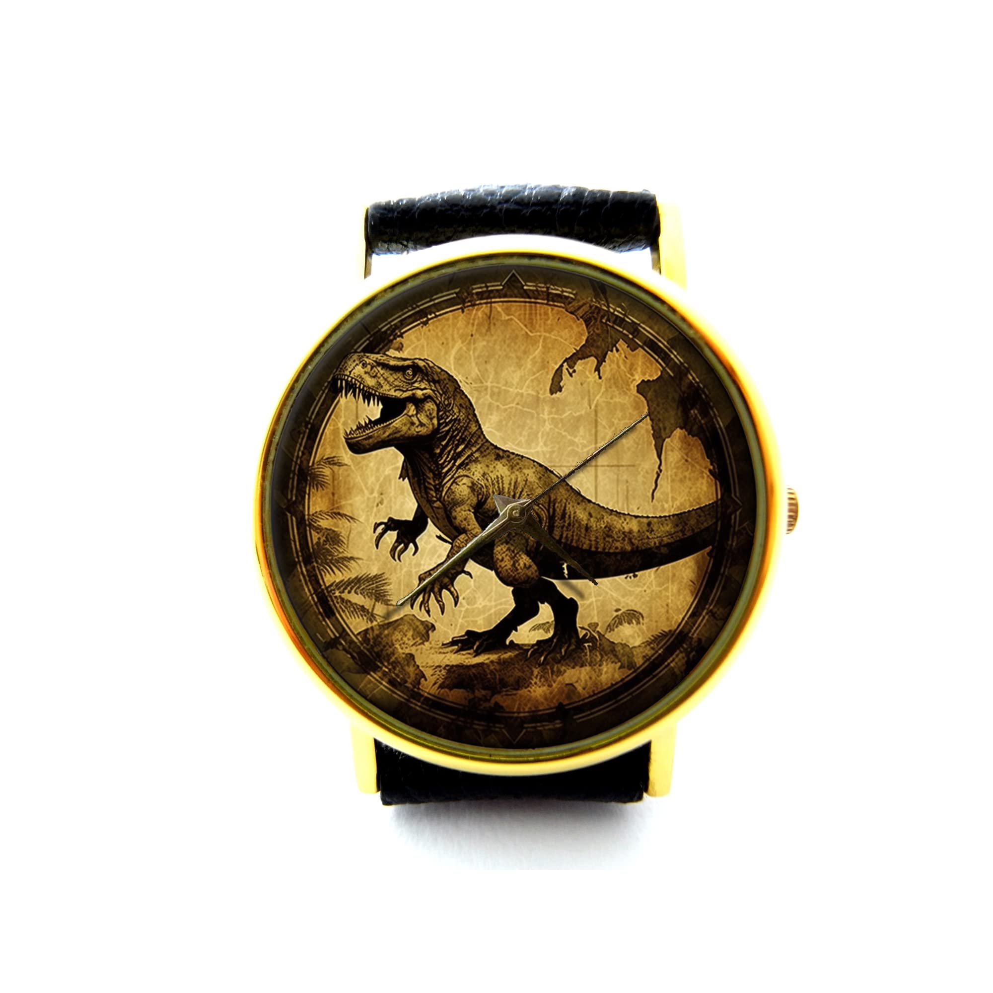Vintage Dinosaur Leather Watch - T-Rex Design Unisex Wristwatch for Men & Women | Dinosaur Jewelry Gift | Perfect for Jurassic Theme Parties, Cosplay & Dinosaur Lovers P433