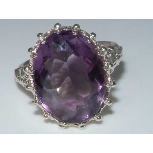 925 Sterling Silver Genuine Amethyst Women's Ring - Elegant Stackable Band for Everyday Wear, Gift & Special Occasions