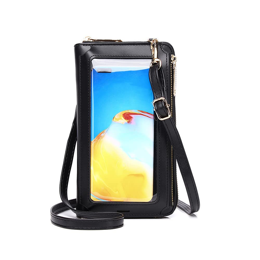 Samsung Galaxy S21 Ultra Wallet Case with Credit Card Holder - Crossbody Phone Purse with Adjustable Shoulder Strap, Touch Screen Leather Handbag Clutch for Women & Girls (Black) - Perfect for Shopping, Travel & Daily Use