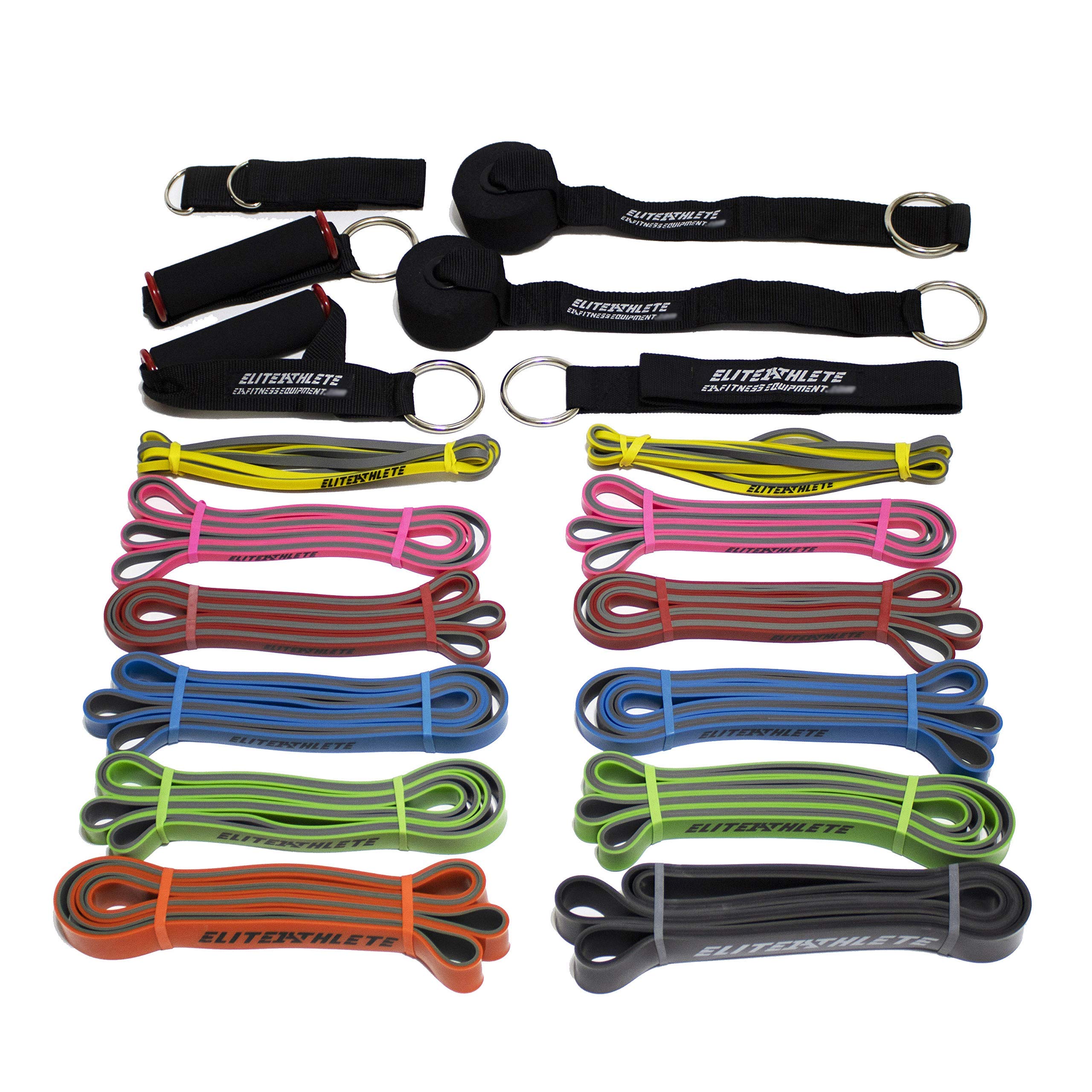 Resistance Bands Set with Handles, Door Anchor & Ankle Straps - 3 Levels (Light/Medium/Heavy) for Full Body Workout at Home, Gym or Travel - Strength Training & Physical Therapy Equipment for Men & Women