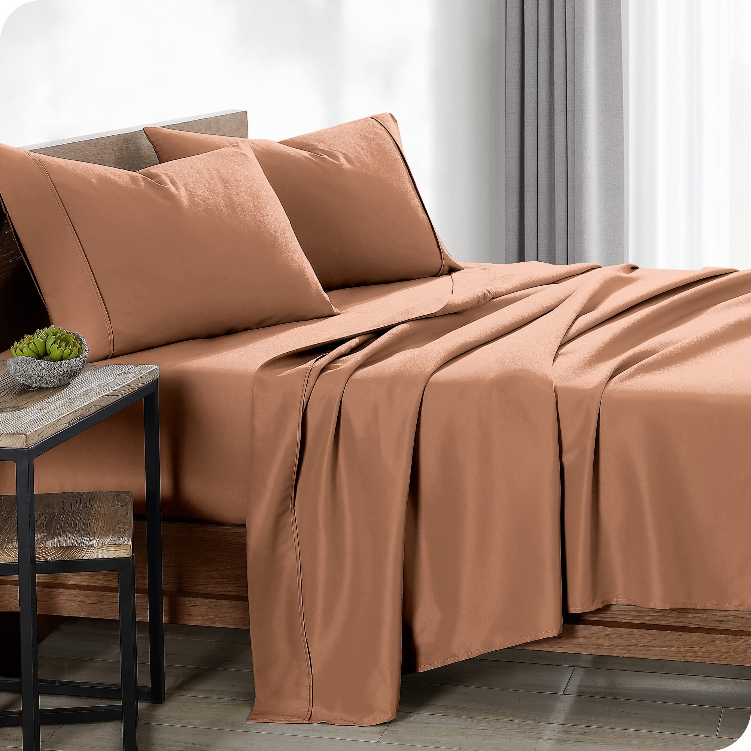Bare Home 100% Organic Cotton King Sheet Set - Soft Sateen Weave - Breathable & Hypoallergenic - Dusty Rose - Perfect for Master Bedroom & Guest Room Luxury Bedding