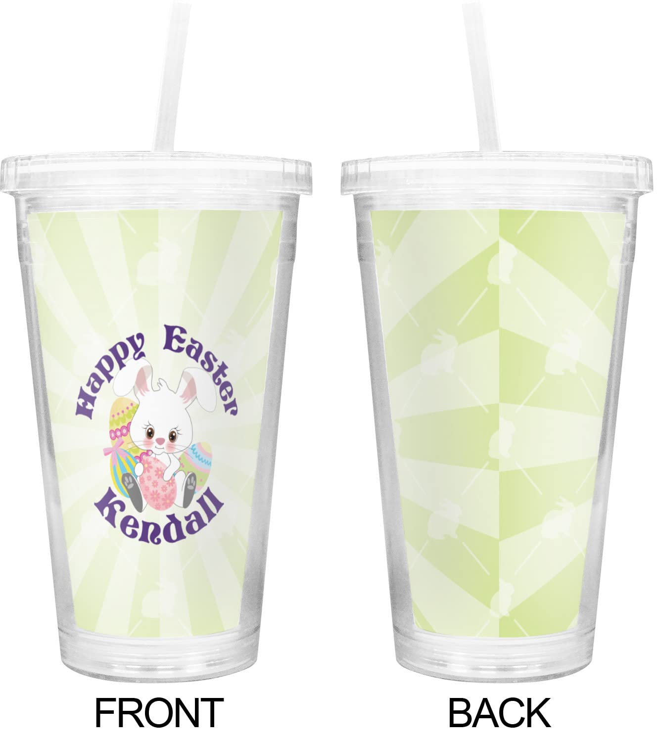 Personalized Easter Bunny Double Wall Insulated Tumbler with Straw & Lid - 20oz Easter Gift for Women, Men, Kids - Perfect for Spring Picnics, Easter Egg Hunts & Outdoor Activities