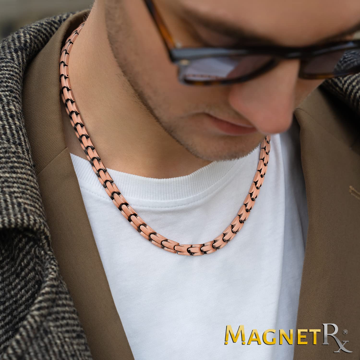 MagnetRX® Copper Magnetic Therapy Necklace - Ultra Strength 99.9% Pure Copper Necklace with 55 Magnets (19.25 Inches) for Men & Women - Relieve Pain, Improve Circulation & Reduce Stress | Perfect for Arthritis, Neck Pain & Daily Wellness