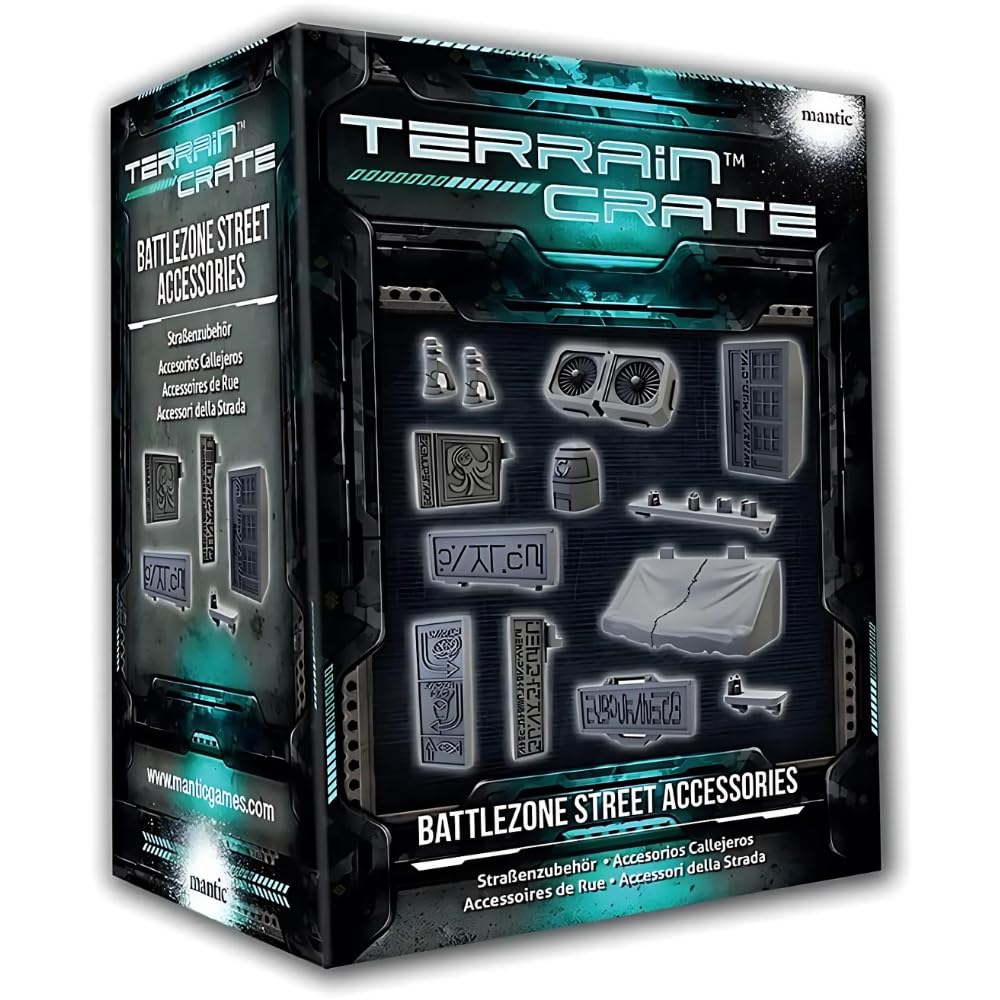 Mantic Games Terrain Crate: Battlezone Street Accessories - Miniature Wargaming Scenery for Tabletop RPG & Warhammer 40K Battlefields