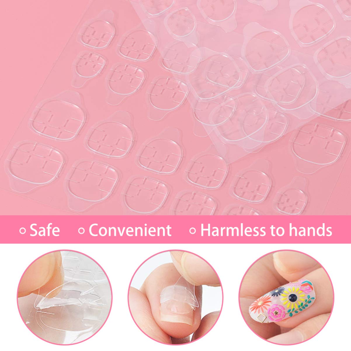 16 Sheets Double-Sided Nail Art Glue Stickers - False Nail Tips Adhesive, Temporary & Eco-Friendly Nail Glue for Women & Girls - Perfect for DIY Manicures, Nail Extensions & Salon-Quality Nails at Home
