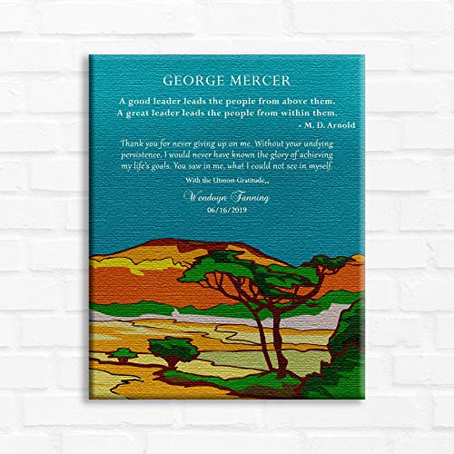16x20 Custom Canvas Print - Inspirational Leadership Quote by M D Arnold | Personalized Boss Gift, Mentor Appreciation Present, Desert & Mountains Design | Perfect for Office Decor, Retirement Gifts, or Employee Recognition