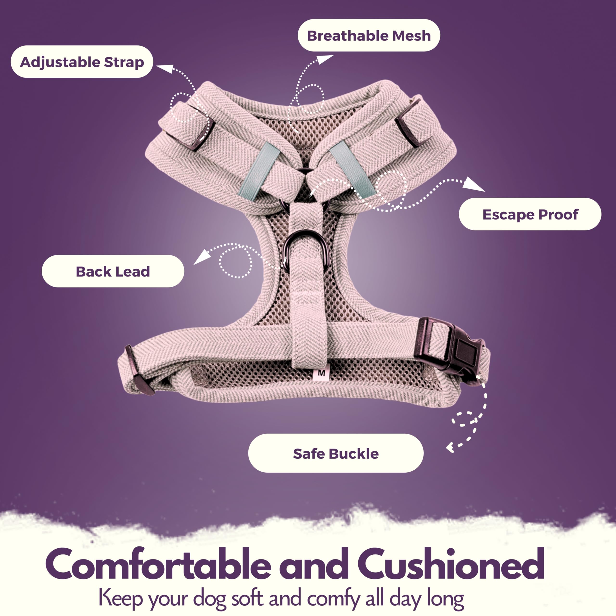 Adjustable Soft Breathable Padded Mesh Dog Harness for Small Dogs & Puppies - Lightweight Comfortable Training Vest with Adjustable Straps (Beige, XS) - Perfect for Walking, Hiking & Outdoor Adventures