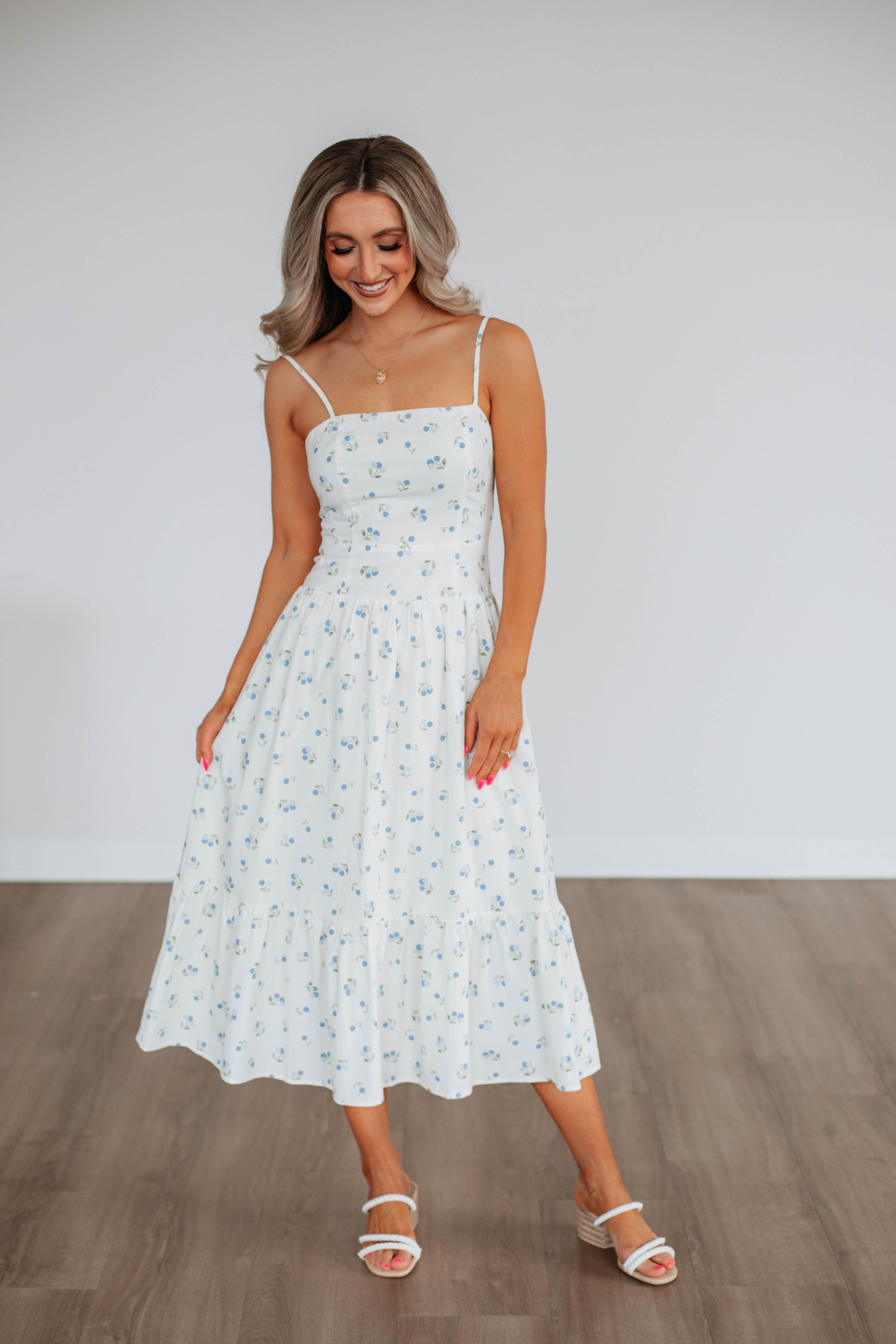 Pomery Women's Midi Dress - Flowy Casual Summer Dress with Short Sleeves for Beach, Party & Everyday Wear
