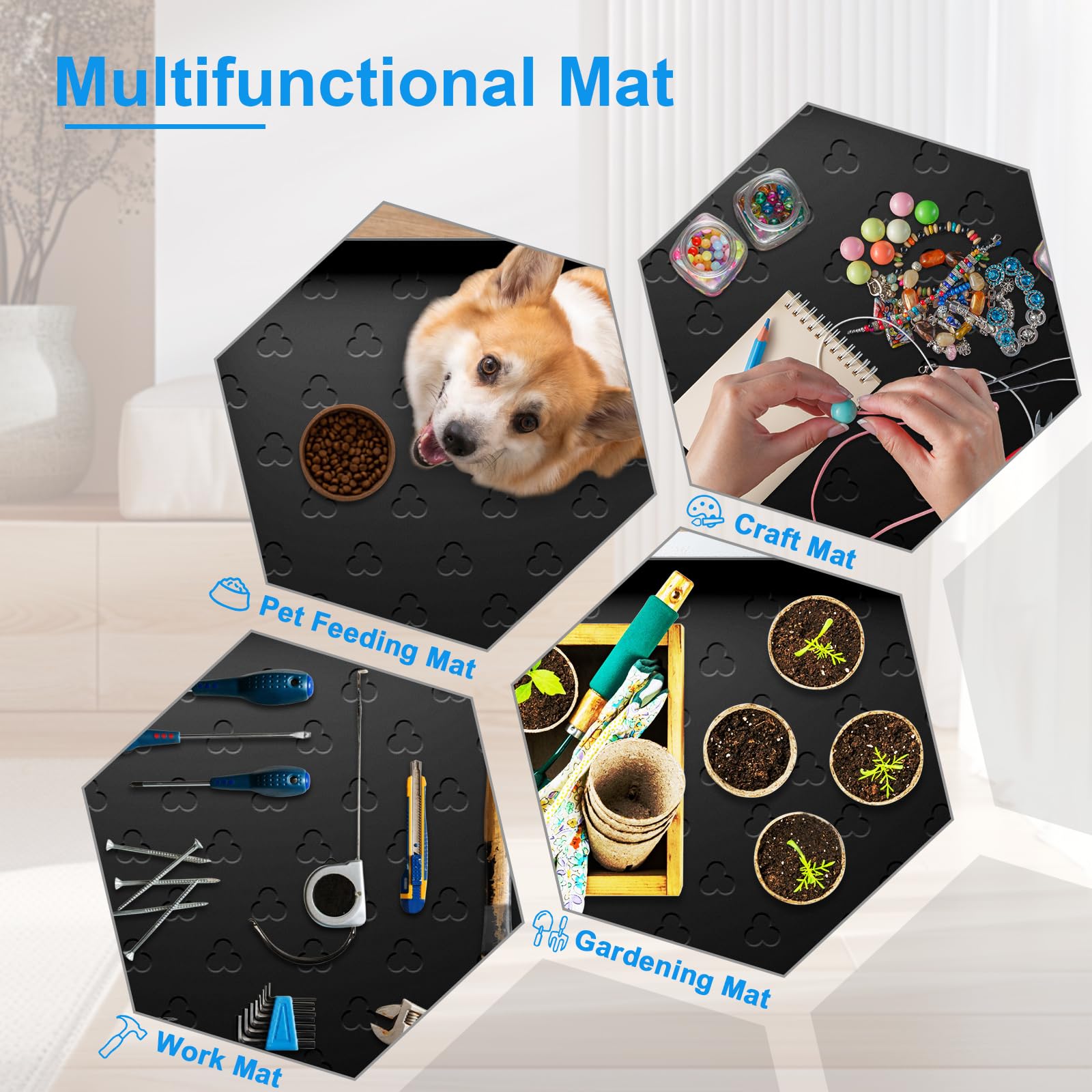 Waterproof Under Sink Mat 34x22 Inch - Kitchen Cabinet Liner for Drip Protection (Black) - Perfect for Bathroom & Kitchen Use