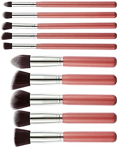 DATNASAYAD 10-Piece Pink Eyeshadow Makeup Brush Set - Soft Synthetic Bristles for Professional Blending & Shading - Perfect for Everyday Makeup, Contouring & Smokey Eye Looks