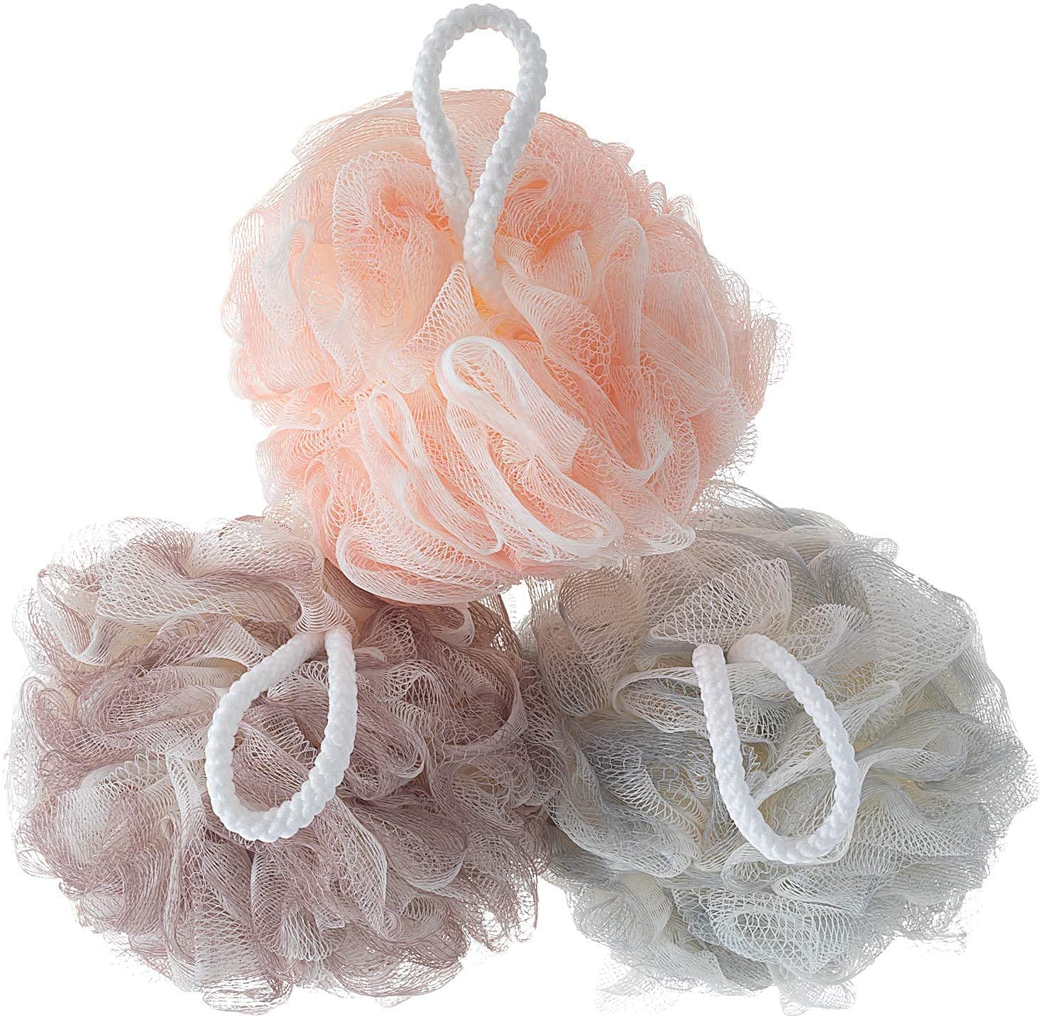 BlueFinger Loofah Back Scrubber with Long Handle - Soft Nylon Mesh Bath Sponge & Shower Brush Set, Exfoliating Body Scrubber for Deep Cleansing (Mix Colors) - Perfect for Back Washing, Exfoliation & Relaxing Spa Experience at Home