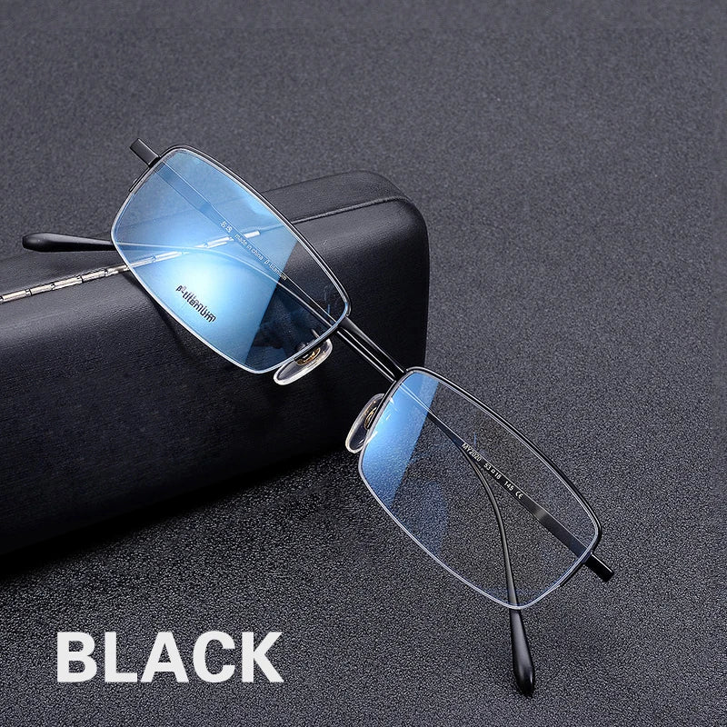 Aimee Unisex Semi-Rimless Square Titanium Eyeglasses Frame 941231 - Lightweight & Durable for Work, Reading, and Everyday Wear