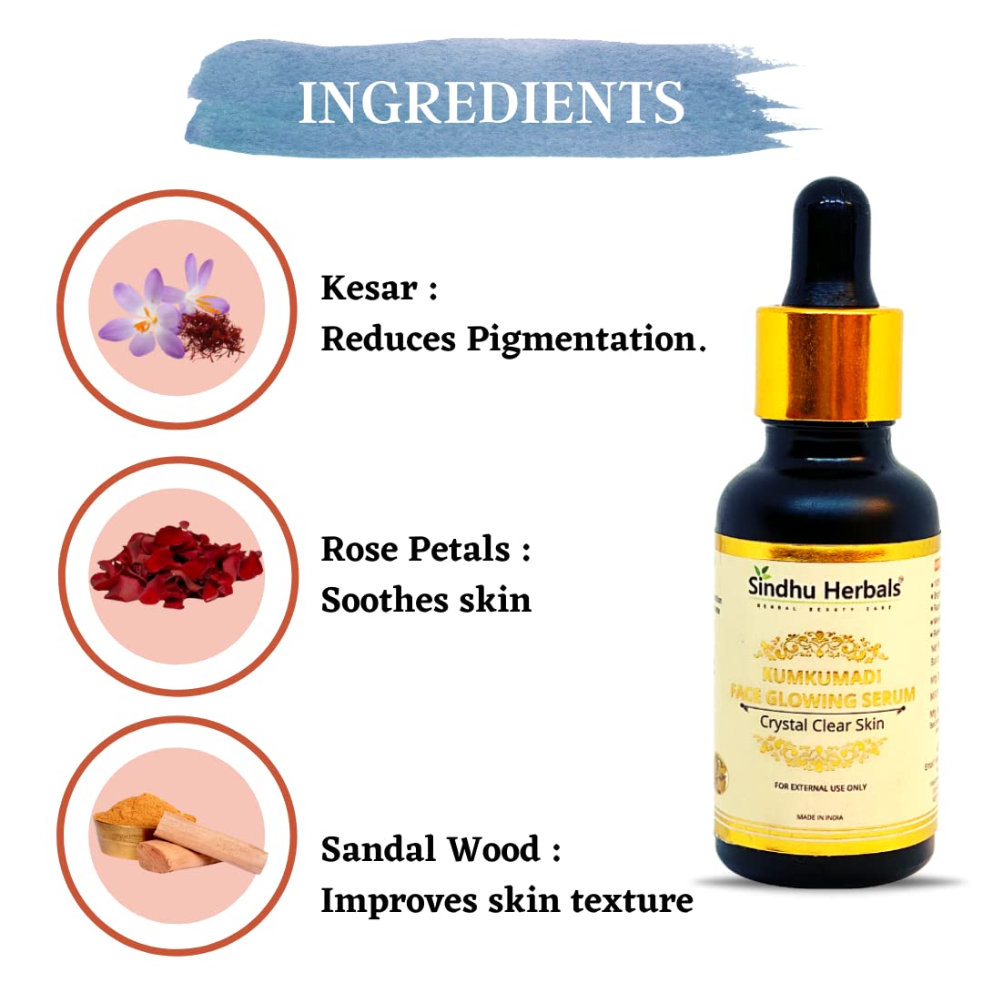 Kumkumadi Face Serum for Glowing Skin - Ayurvedic Brightening Facial Oil with Natural Ingredients (Pack of 2) | Perfect for Night Routine & Anti-Aging Skincare