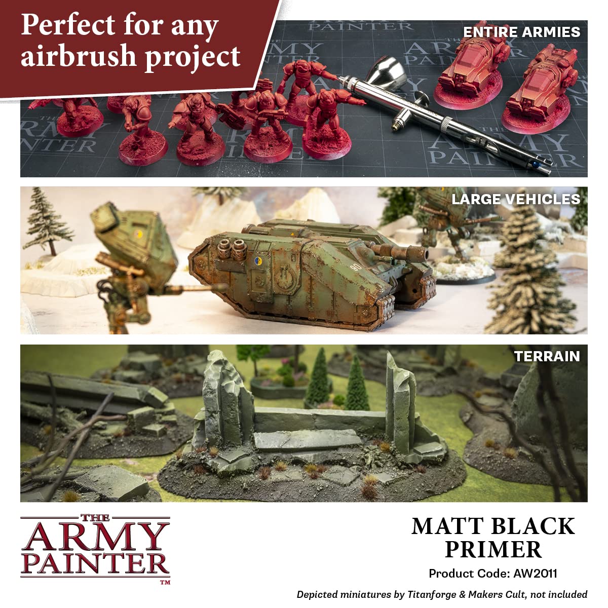 The Army Painter Warpaints Air Air Primer Matt Black 18ml - Acrylic Paint for Airbrush, Miniature Wargaming, Tabletop Models & Hobby Painting | Perfect for Warhammer, D&D & Scale Model Projects