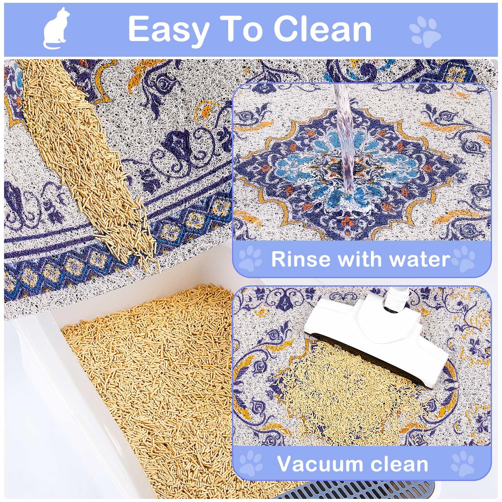 Premium Non-Slip Cat Litter Mat - Waterproof & Washable Litter Box Mat with High Trapping Efficiency | Soft & Durable Pet Mat for Kittens & Cats | Perfect for Litter Box Areas, Food Bowls & Pet Play Zones