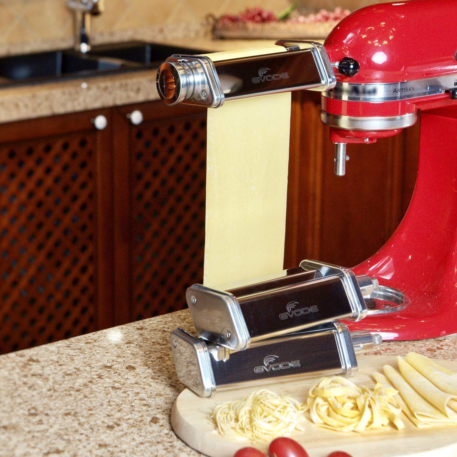KitchenAid Stand Mixer Pasta Maker Attachment Set - 3-Piece Stainless Steel Pasta Roller, Spaghetti & Fettuccine Cutter | Perfect for Homemade Italian Pasta, Lasagna & Noodle Dishes