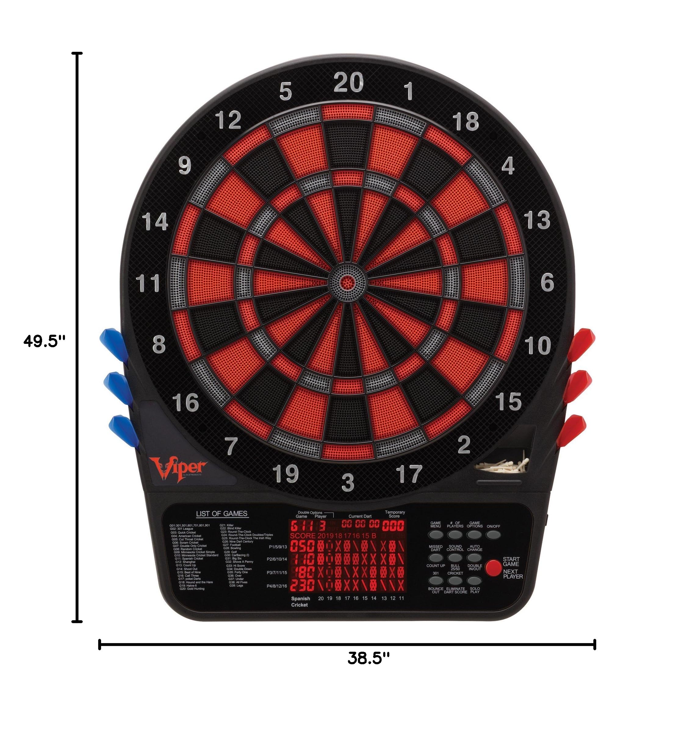 Premium Viper Metropolitan Solid Wood Dartboard Cabinet with Electronic Dartboard – Ready-to-Play Bundle Includes 2 Sets Soft-Tip Darts & Integrated Storage – Multiple Stain Options – Perfect for Game Rooms, Bars, and Home Entertainment