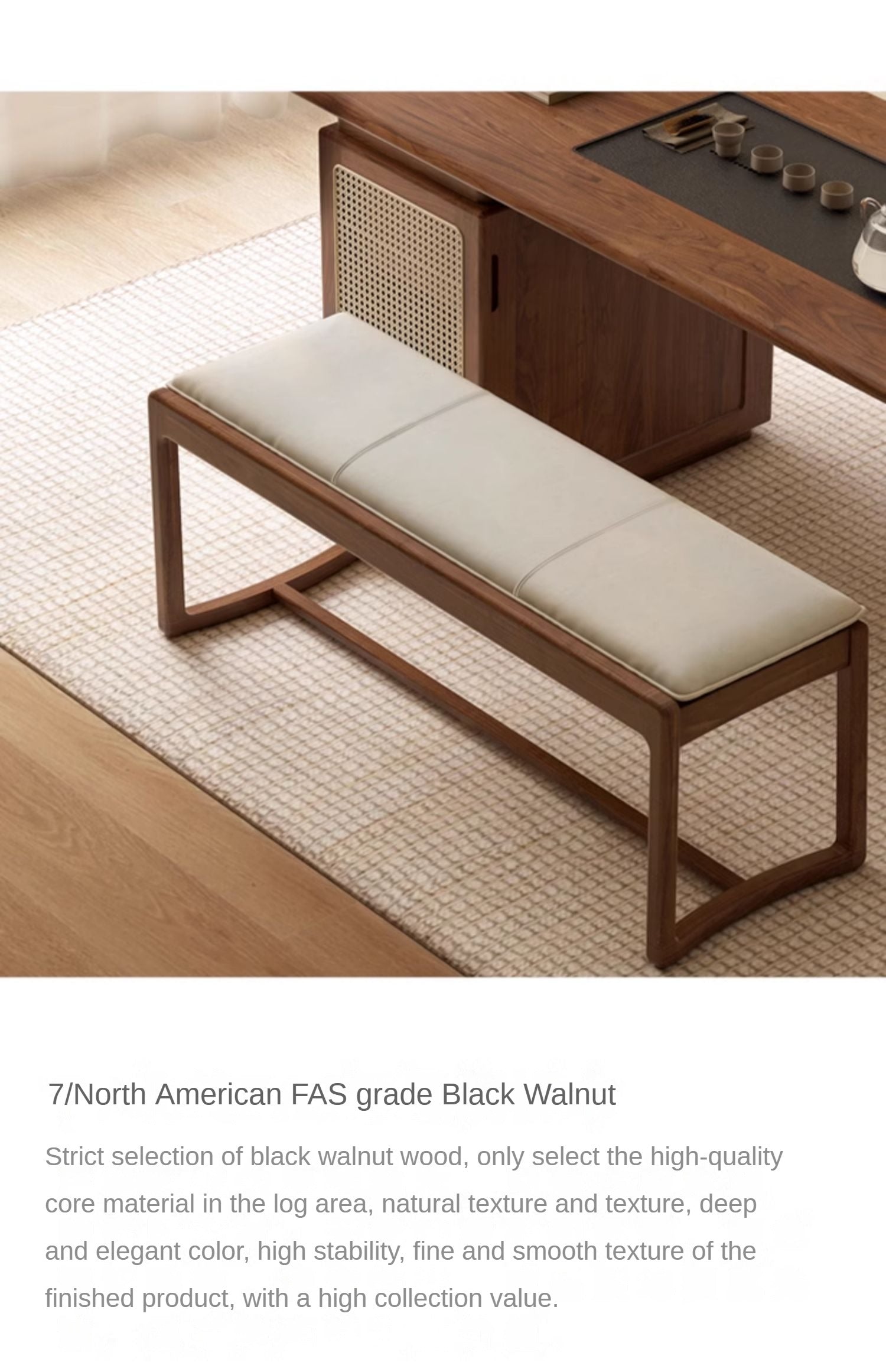 Black Walnut Solid Wood Square Stool Bench - Handcrafted Rustic Stool for Kitchen, Entryway & Bedroom - Durable Wooden Seat for Home Decor & Farmhouse Style