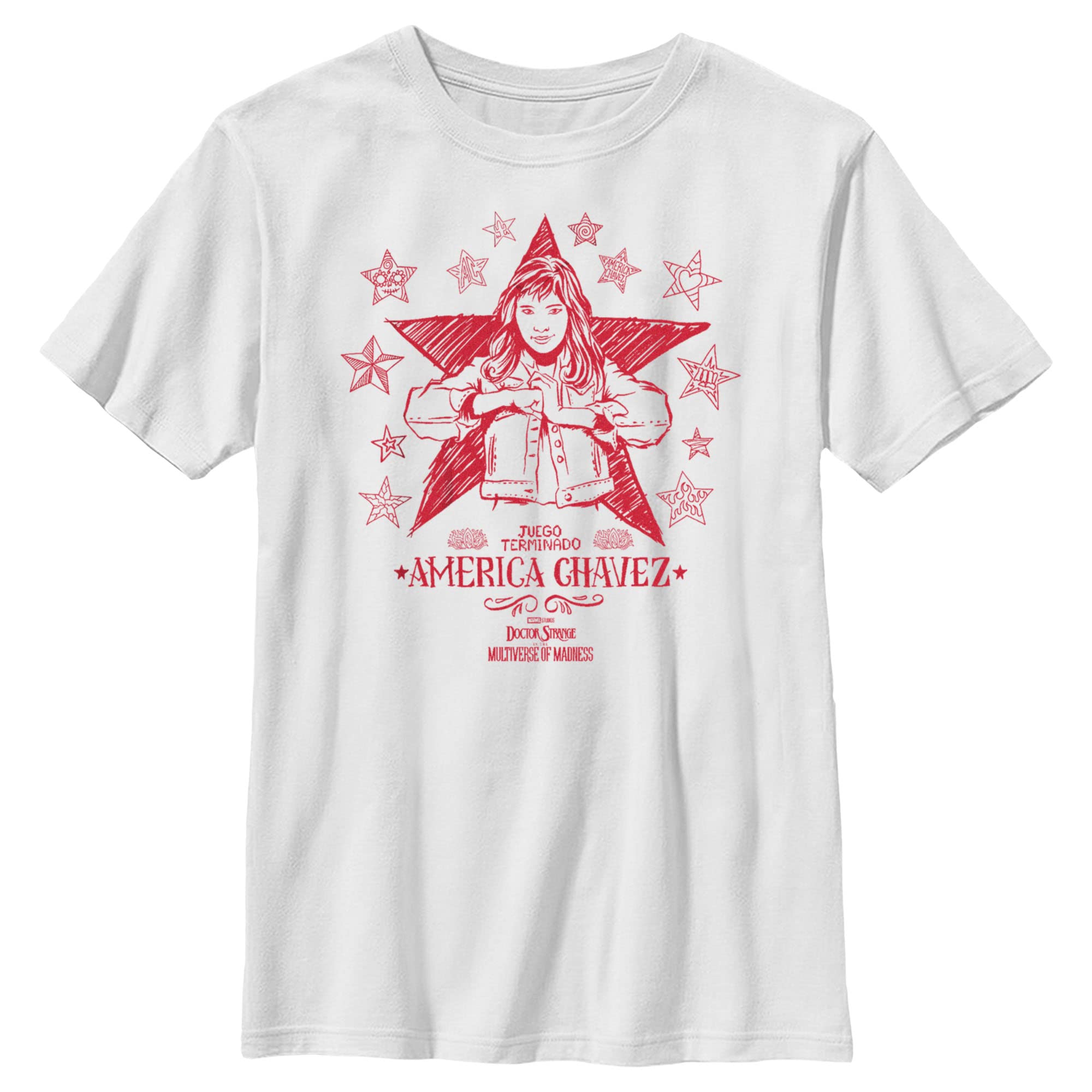 Marvel Doctor Strange in The Multiverse of Madness America Sketch T-Shirt for Boys - Cool Superhero Graphic Tee for Kids, Halloween Cosplay & Movie Fans