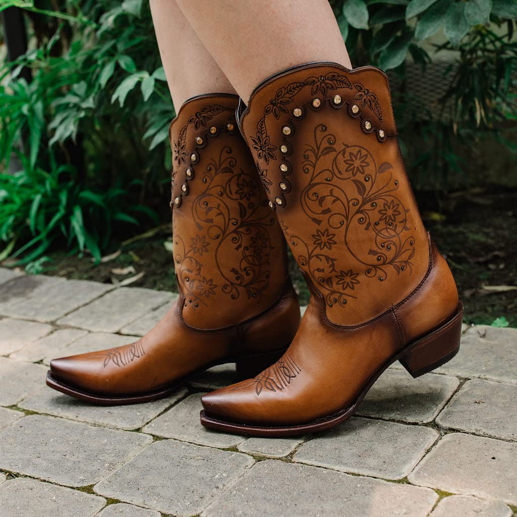 Soto Women's Zippered Burnished Cowgirl Boots M50050 - Stylish Western Boots for Country Dancing, Rodeo & Casual Wear