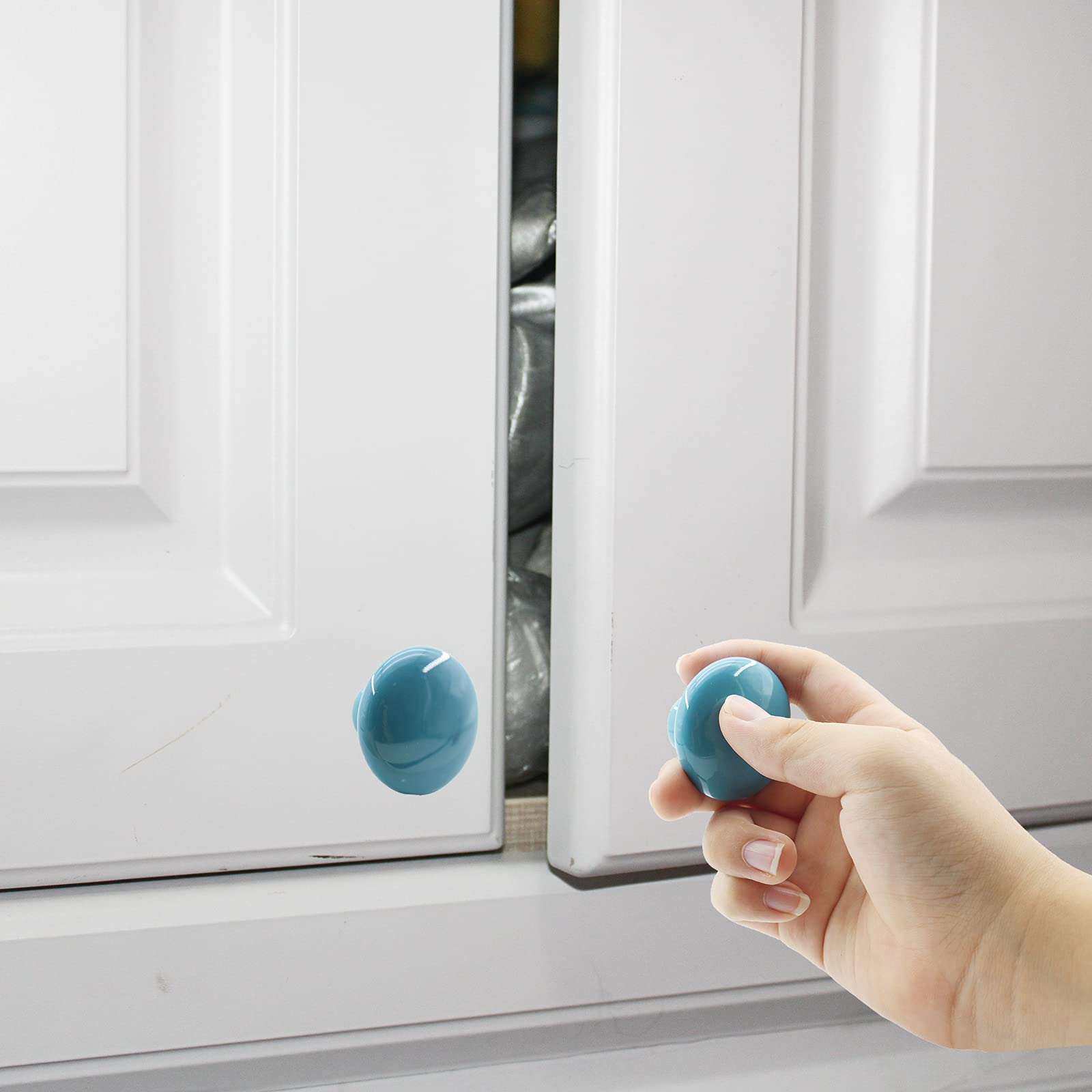 6 Pack Ceramic Cabinet Knobs - Handmade Decorative Round Drawer Knobs for Kitchen, Dresser, Wardrobe & Bathroom | Unique Home Improvement Hardware for Office Desk, Bedroom Closet & DIY Furniture Upgrade