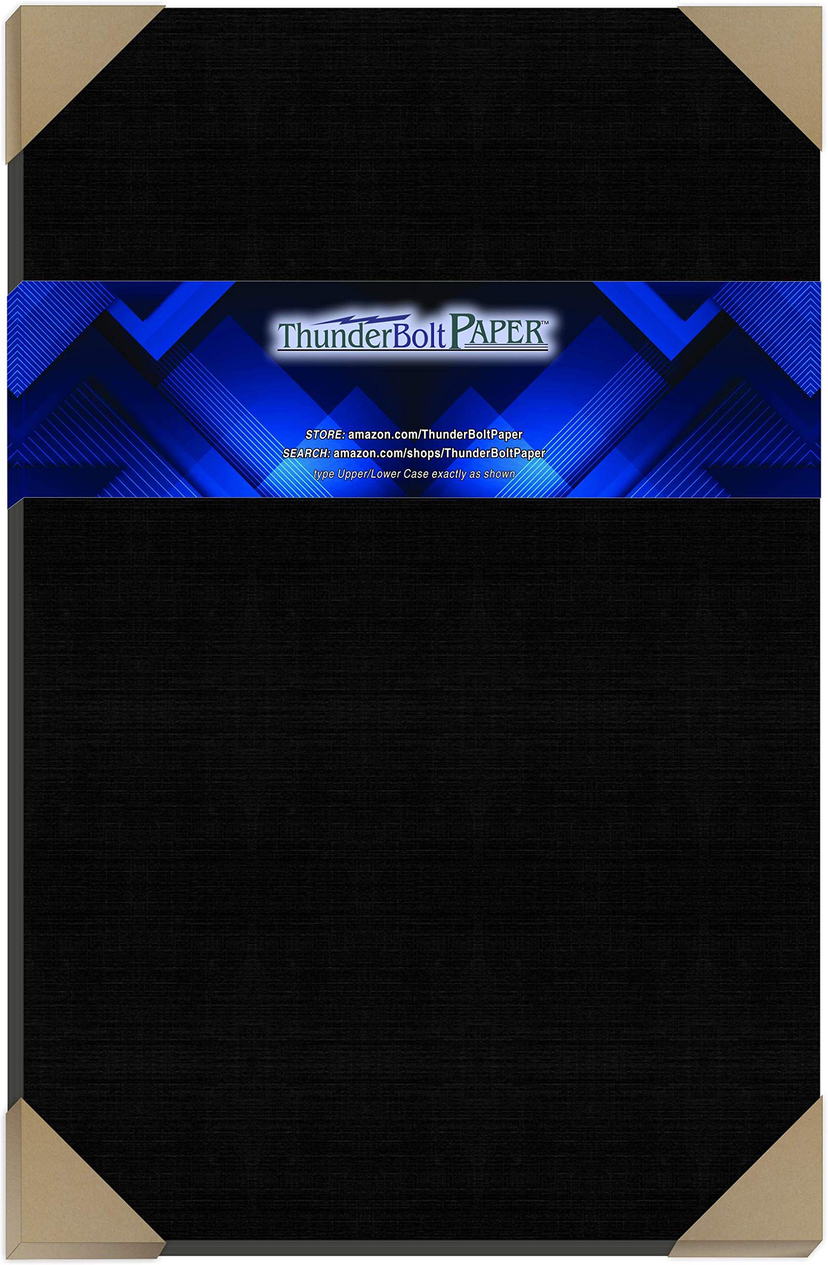 15 Black Linen 80# Cover Paper Sheets - 11