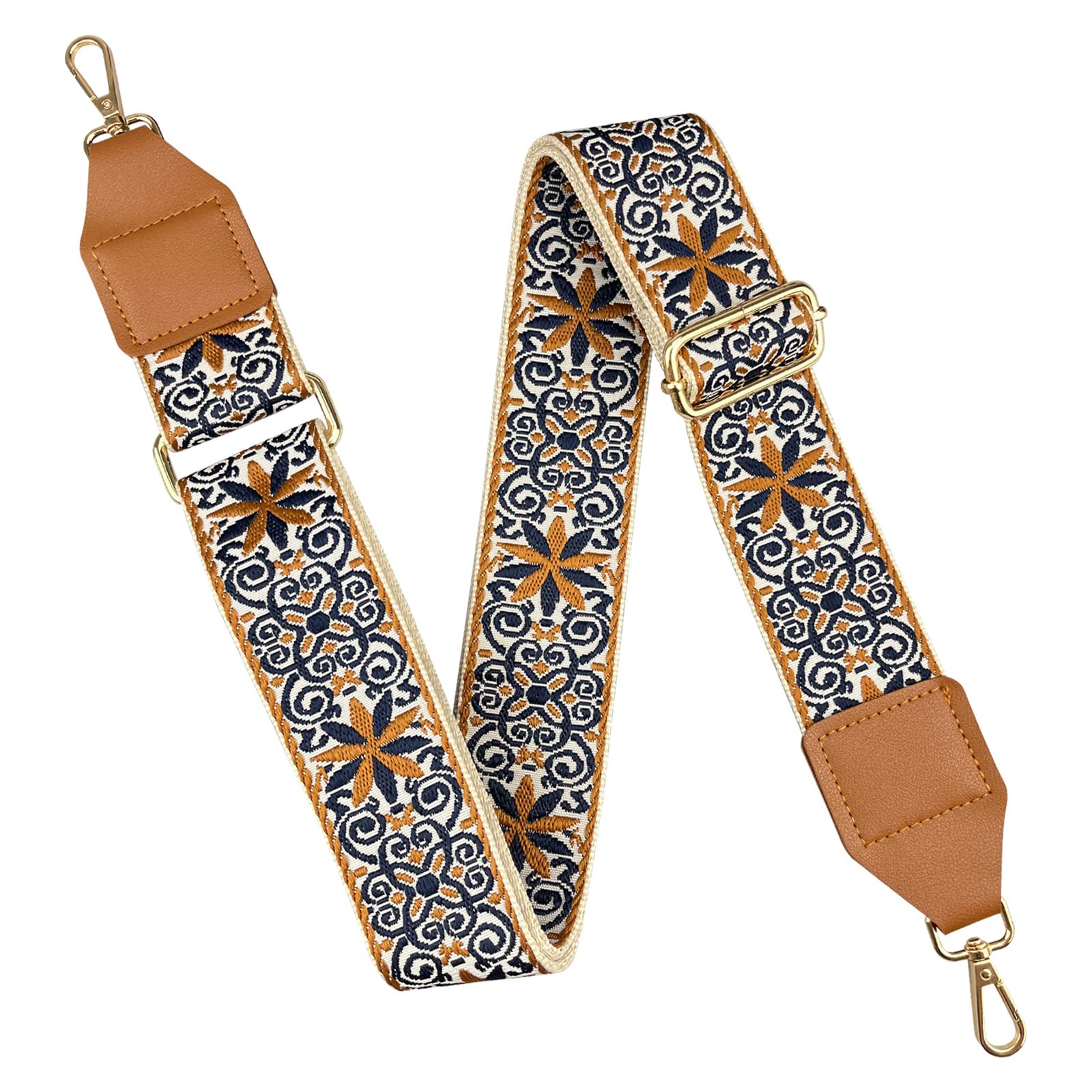 Vintage Jacquard Embroidered Leather Purse Strap - 2