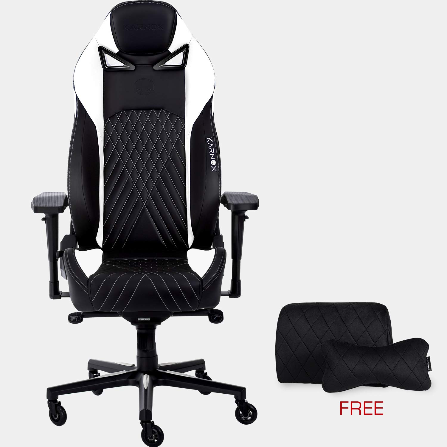 KARNOX Gladiator Gaming Chair - Ergonomic High Back Office Desk Chair with Adjustable Height, Headrest & Lumbar Support - PU Leather Racing Style Computer Chair for Home & Office - White - Perfect for Gaming, Working & Long Sitting Sessions