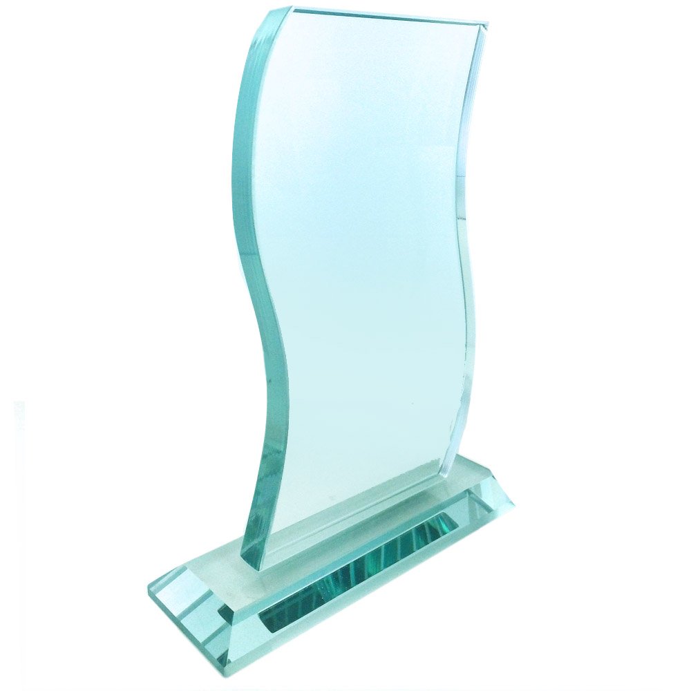 Customizable 8 Inch Jade Glass Scroll Shaped Award - Personalized Engraved Trophy for Corporate Awards, Employee Recognition & Special Events - Perfect for Business Gifts, Retirement Gifts & Achievement Celebrations