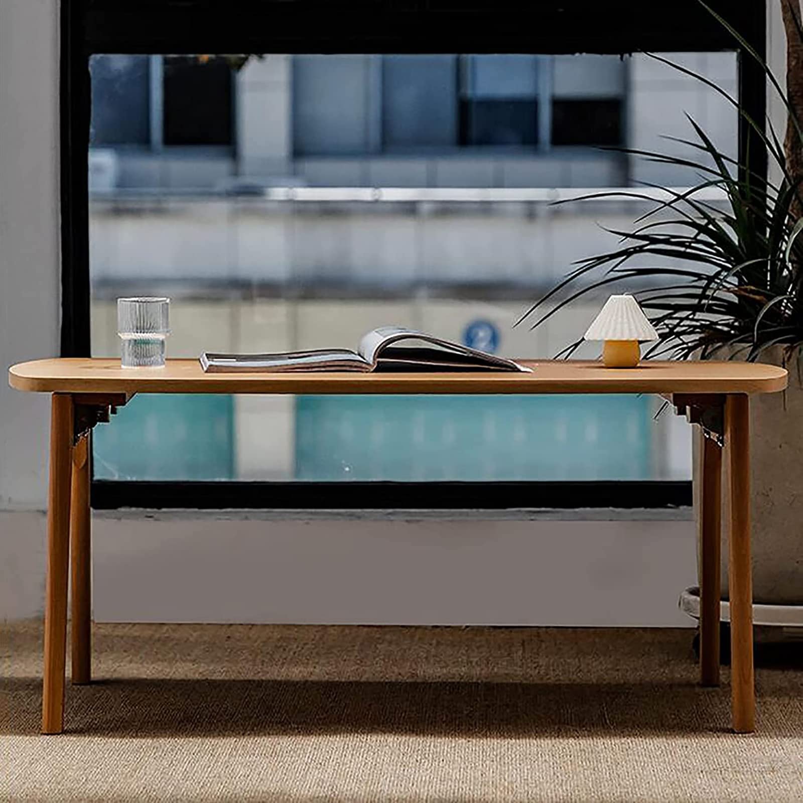 Japanese-Style Solid Wood Folding Coffee Table - 120x55x45cm Low Side Table for Living Room, Sofa & Leisure Use - Perfect for Small Spaces, Tea Ceremonies & Floor Seating (Color B)