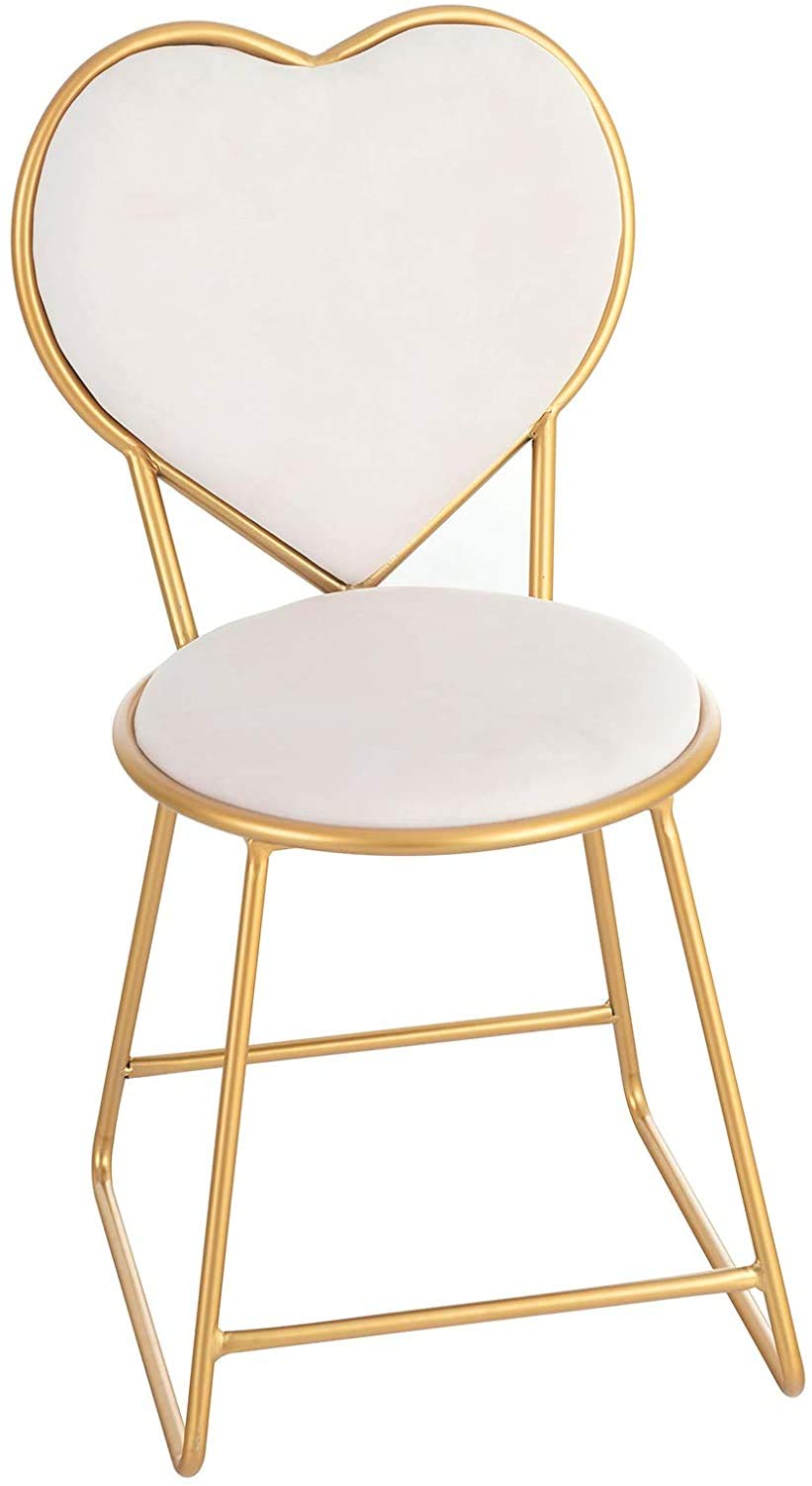 Butterfly Backrest Vanity Bench Chair - Heart Shaped Flannel Dressing Stool for Makeup Table, Kids Bedroom & Dining Room Decor - Elegant & Creative Home Furniture for Women & Children
