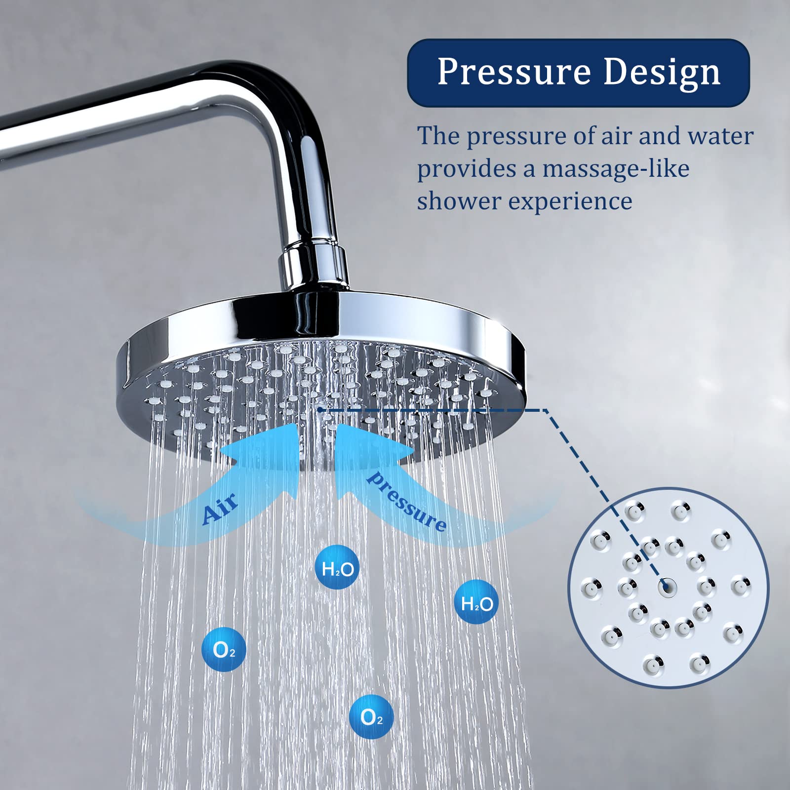 6-inch High Pressure Rainfall Shower Head - Luxury Modern Chrome Fixed Shower Head with Adjustable Rain Overhead Spray - Perfect for Spa-Like Bathroom Experience & Relaxing Shower Time
