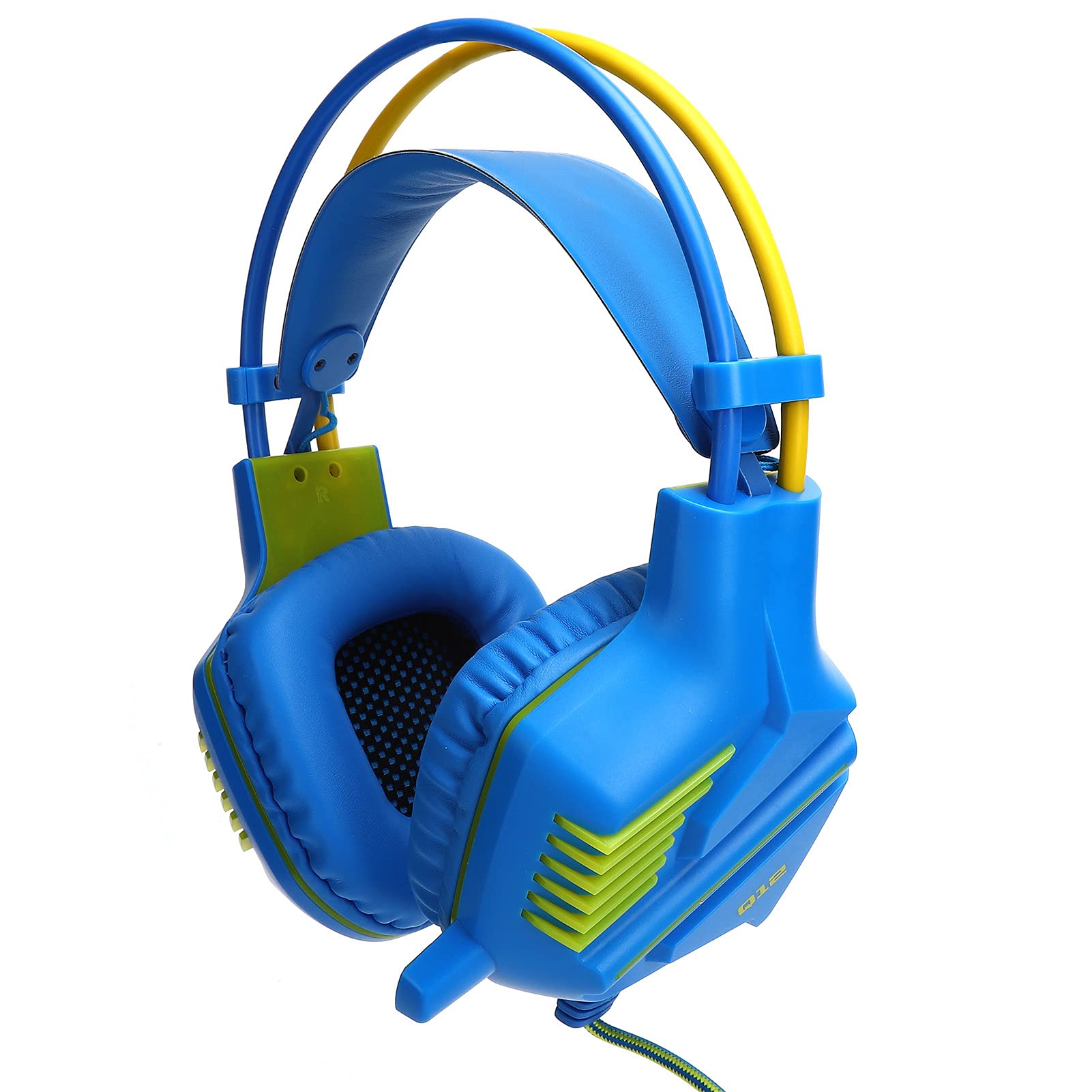 Hilitand Gaming Headset with Mic - USB Wired Over Ear Headphones for PS4, PC, Mobile Phone & Notebook - 7.1 Surround Sound, LED Light, Soft Earmuffs (Yellow+Blue) - Perfect for Gaming, Streaming & Online Meetings