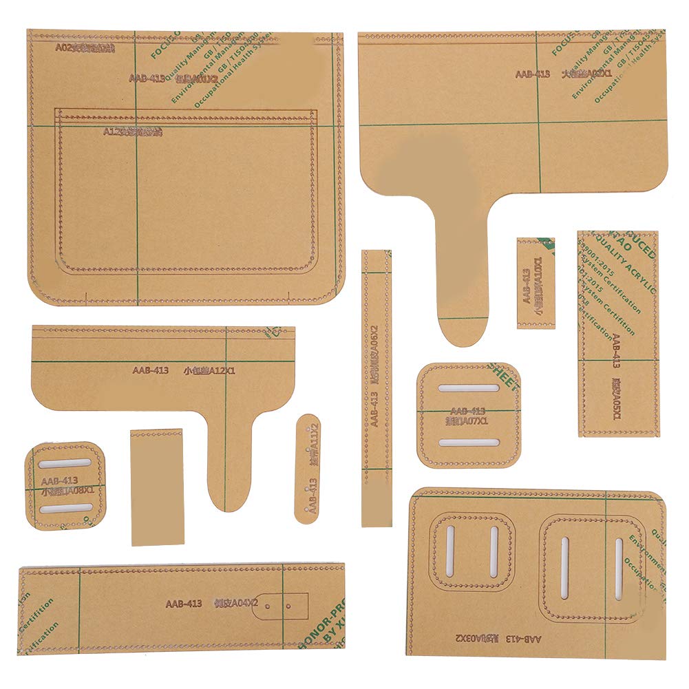 12-Piece Clear Acrylic Shoulder Bag Template Set - Leather Craft Stencil Kit for DIY Handmade Purses, Totes & Accessories - Perfect for Leatherworking, Bag Making & Craft Projects