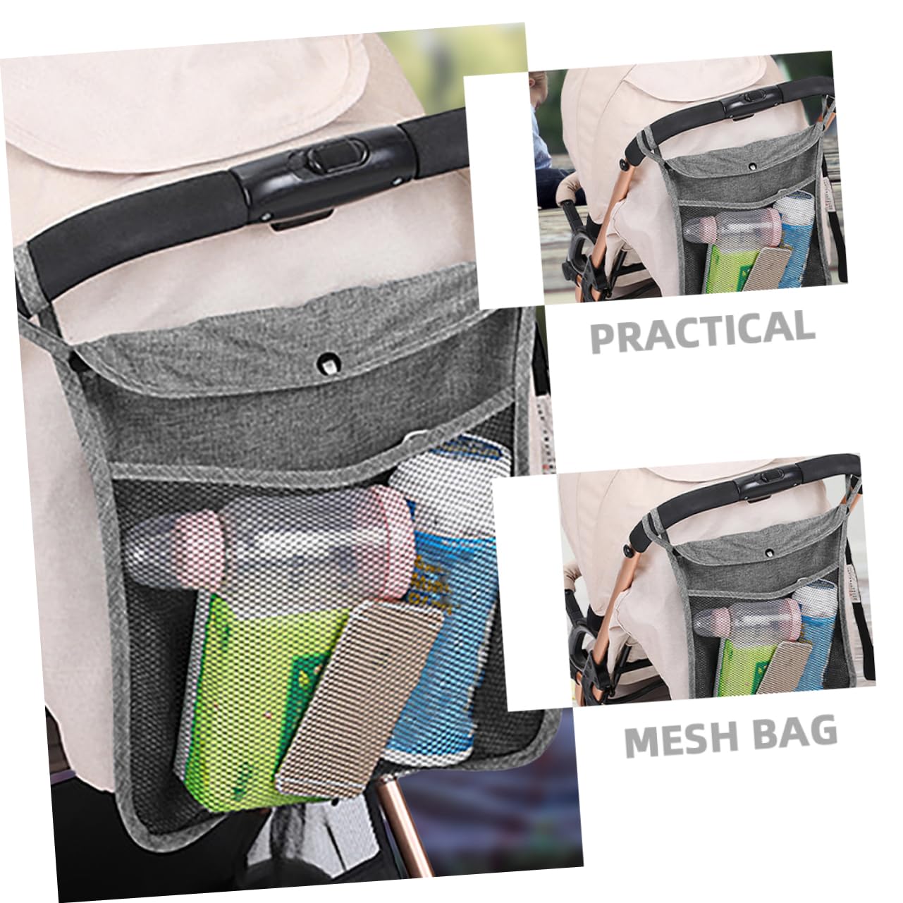 WATIIFUFU Stroller Organizer Bag - Baby Travel Accessories for Snacks, Toys & Essentials | Portable Diaper Caddy for Strollers, Car Seats & Shopping Carts | Keep Baby Items Neat On-the-Go