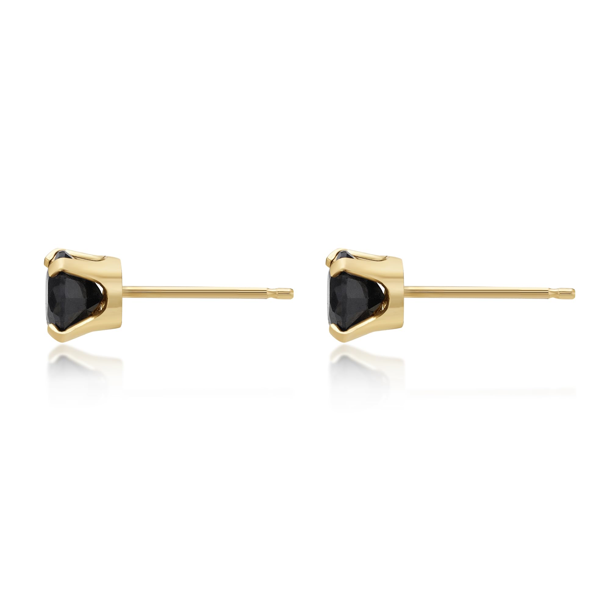 Natural Gemstone Round Stud Earrings for Women - 14k Yellow/White Gold, 5mm Push Back, Birthstone Jewelry by Lavari Jewelers | Perfect Gift for Birthday, Anniversary & Everyday Wear