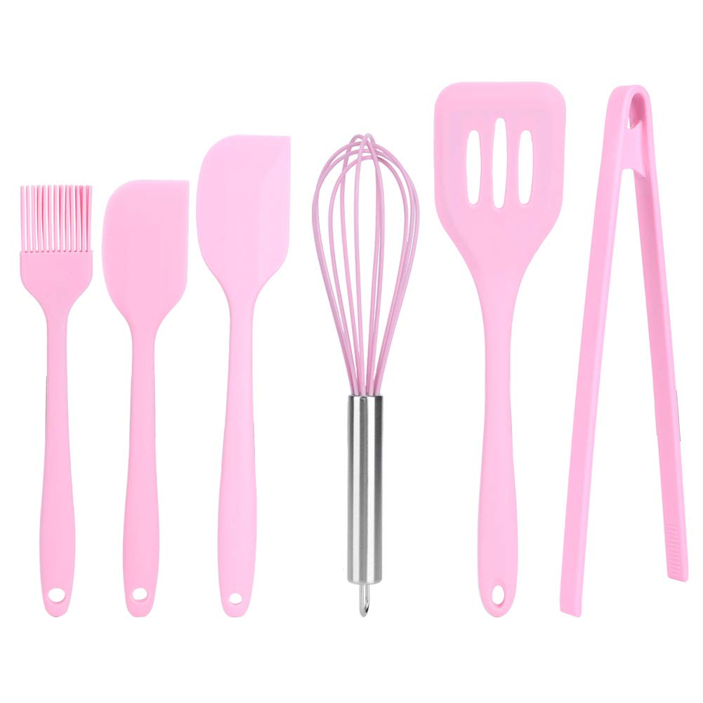6-Piece Silicone Cooking Utensil Set - Heat-Resistant Spatula, Scraper & Egg Whisk for Baking, Frying & Mixing - Perfect for Non-Stick Pans, Meat Flipping & Egg Beating