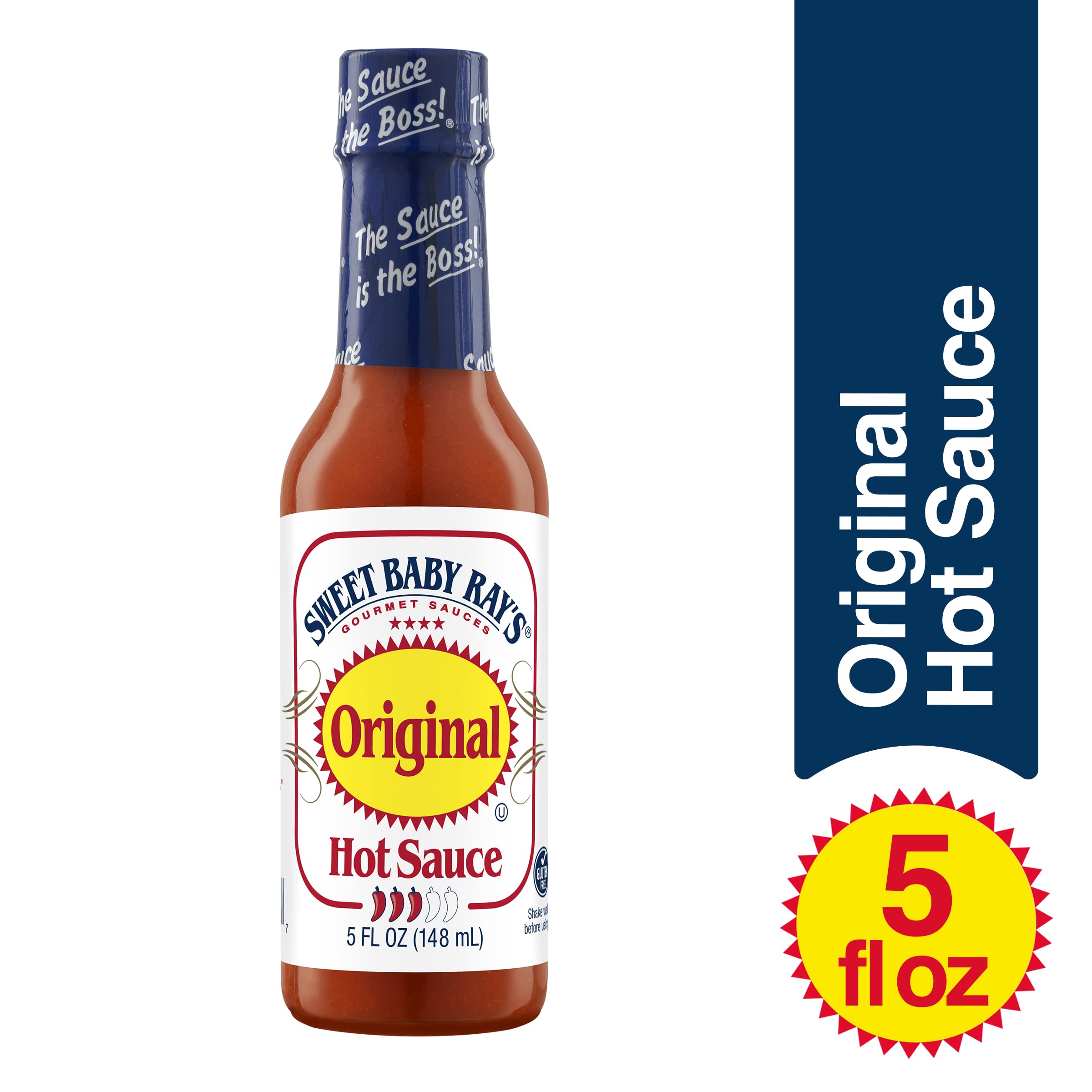 Sweet Baby Ray's Original Hot Sauce - 5 Fl Oz (Pack of 4) | Premium BBQ & Wing Sauce for Grilling, Cooking & Dipping | Spicy Flavor Enhancer for Meats, Burgers & Tacos