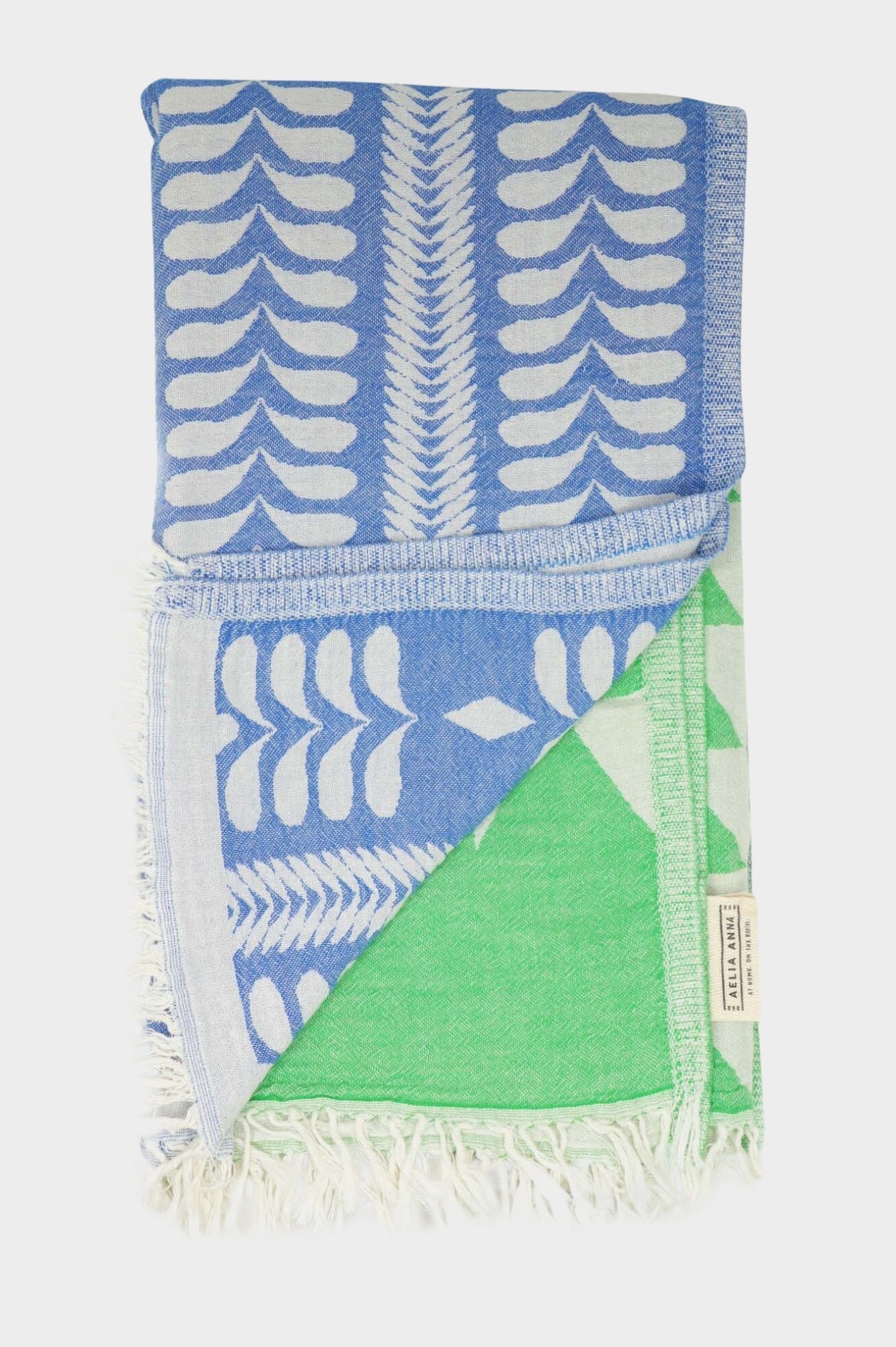 Premium Greek Pestemal Towels - Super Absorbent & Quick-Drying - Lime & Blue Striped - Perfect for Beach, Yoga, Travel & Home Decor