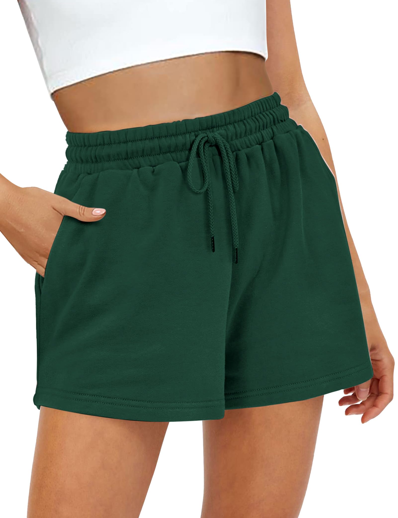 Women's Cotton Sweat Shorts with Drawstring & Pockets - Summer Lounge Athletic Running Active Elastic Shorts 2024 - Perfect for Yoga, Gym Workouts & Casual Wear