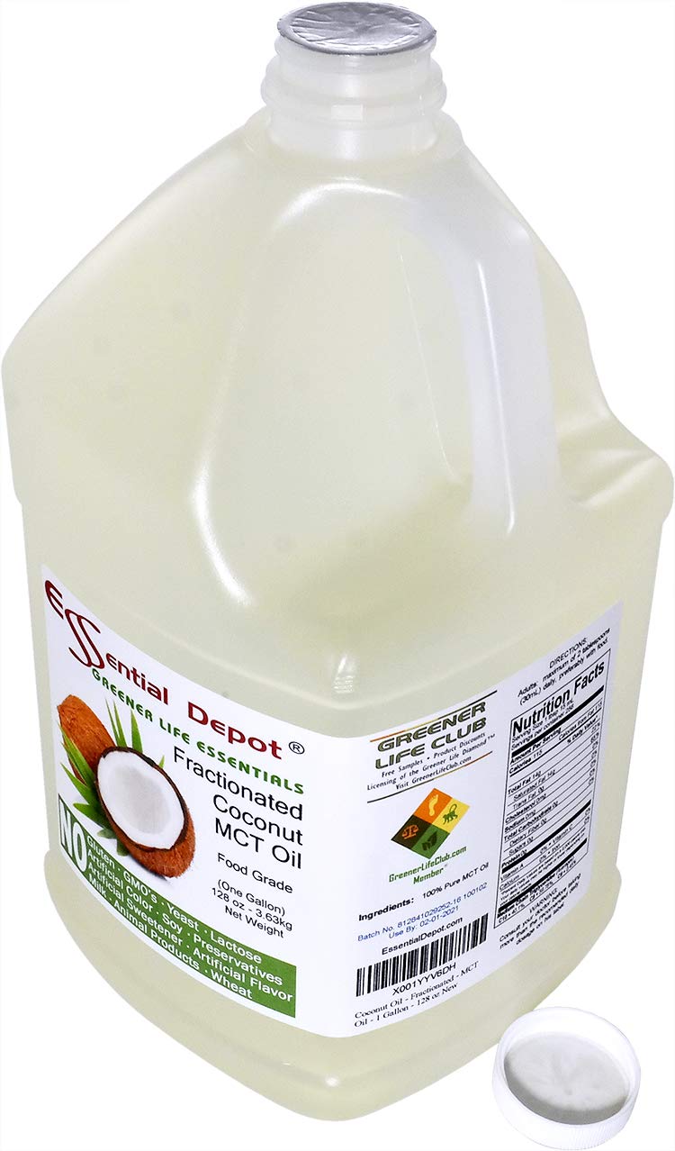 Premium Fractionated Coconut MCT Oil - Food Grade, 2 Gallons (256 oz) - 2 x 1 Gallon Containers - Ideal for Keto Cooking, Coffee Creamer & Skin Care