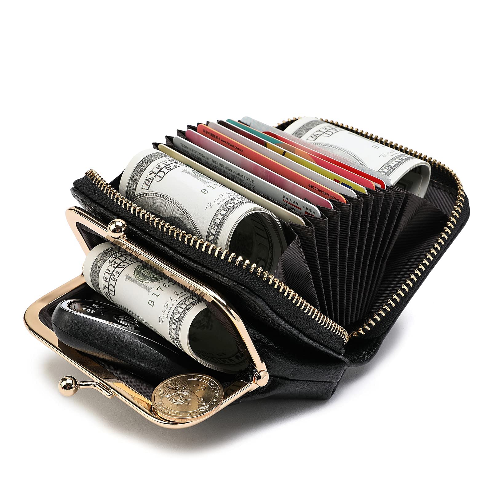2 in 1 Women's Wallet & Coin Purse - Slim Credit Card Holder with Zipper Closure, RFID Blocking, Fashionable Small Clutch for Girls & Teens (Perfect for Travel, Shopping & Daily Use)