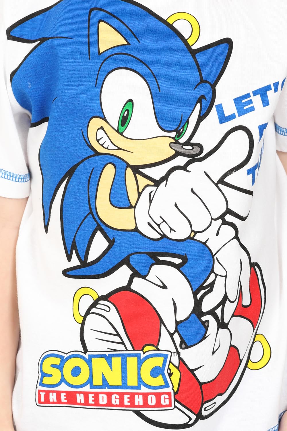 Sonic the Hedgehog Let's Do This Gamer Cotton Pajamas for Boys - Soft & Comfortable White Sleepwear for Kids, Gaming & Sleepovers