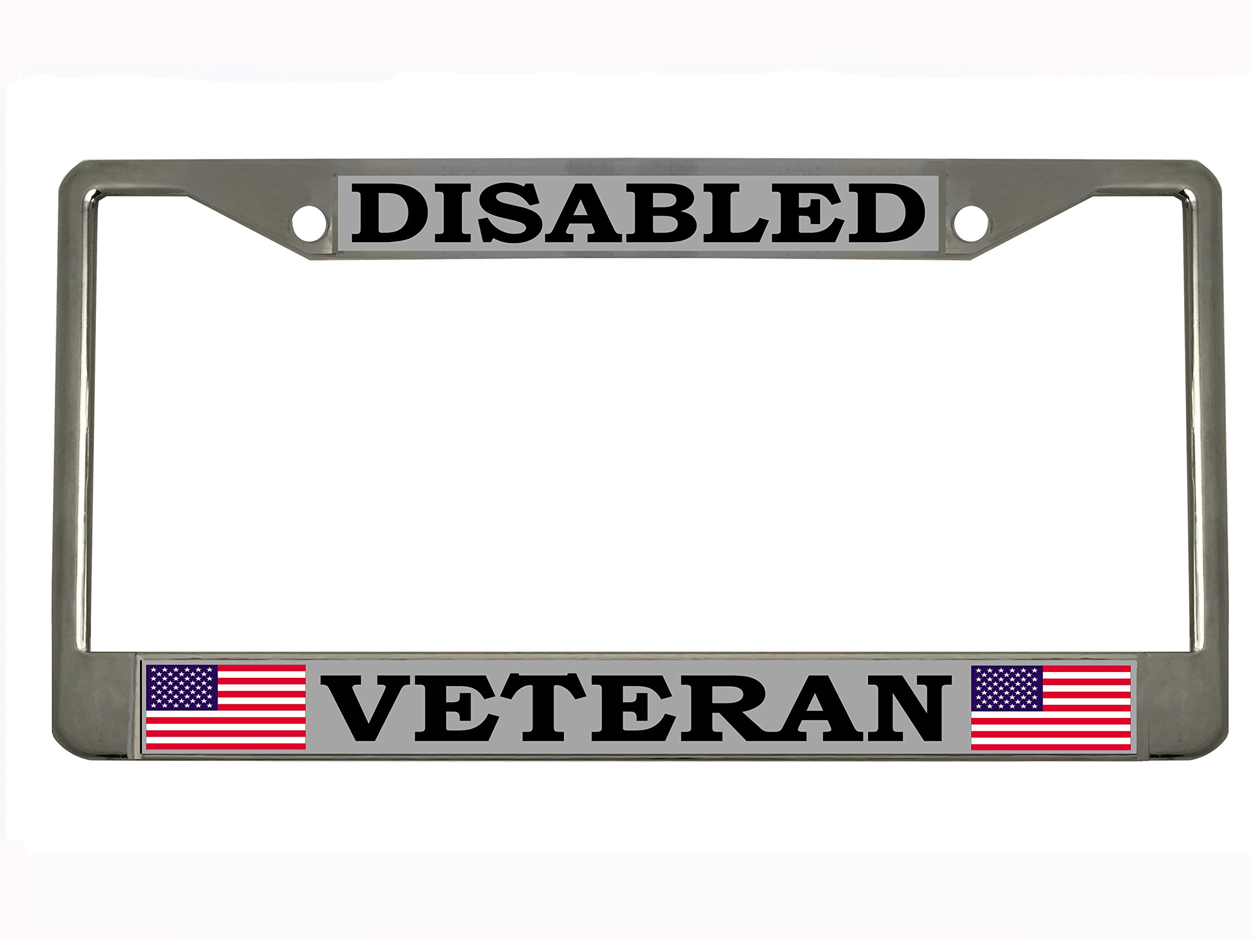 Disabled Veteran Chrome License Plate Frame - Personalized Car Tag for US Veterans - Show Support & Pride on Your Vehicle