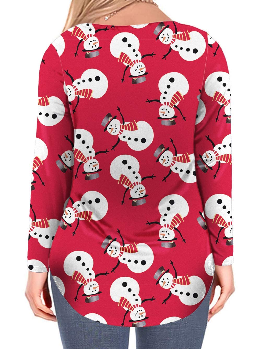 VISLILY Plus Size Christmas Shirts for Women - Holiday Tops & Casual Tunics Tee - Festive Holiday Party & Family Gathering Outfits
