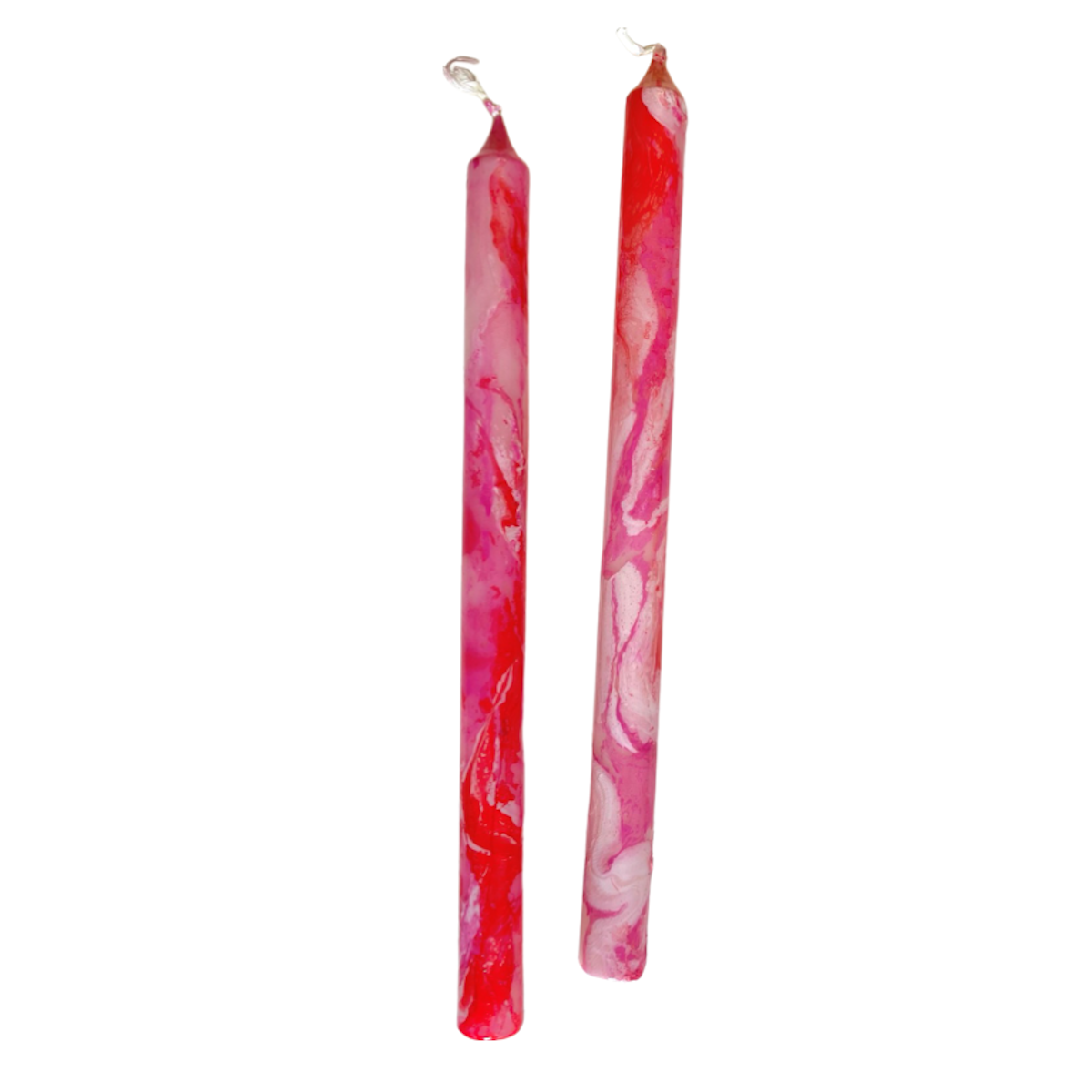 Premium Marbled Taper Candles - Set of 2 Elegant Hand-Dipped Candela Rosa Candles for Romantic Dinners, Wedding Centerpieces & Home Decor