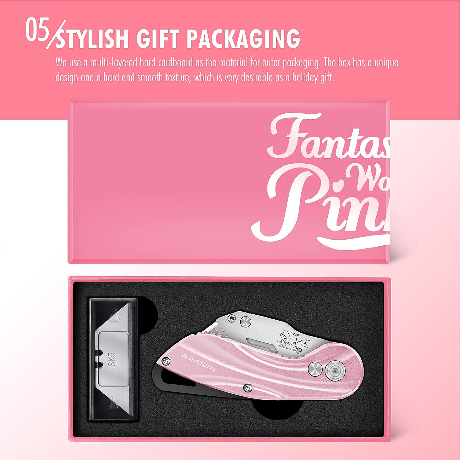 FantastiCAR Pink Craft Knife - Precision Hobby & Utility Cutter Set with Extra Blades | Ideal for DIY Projects, Scrapbooking & Art Crafts