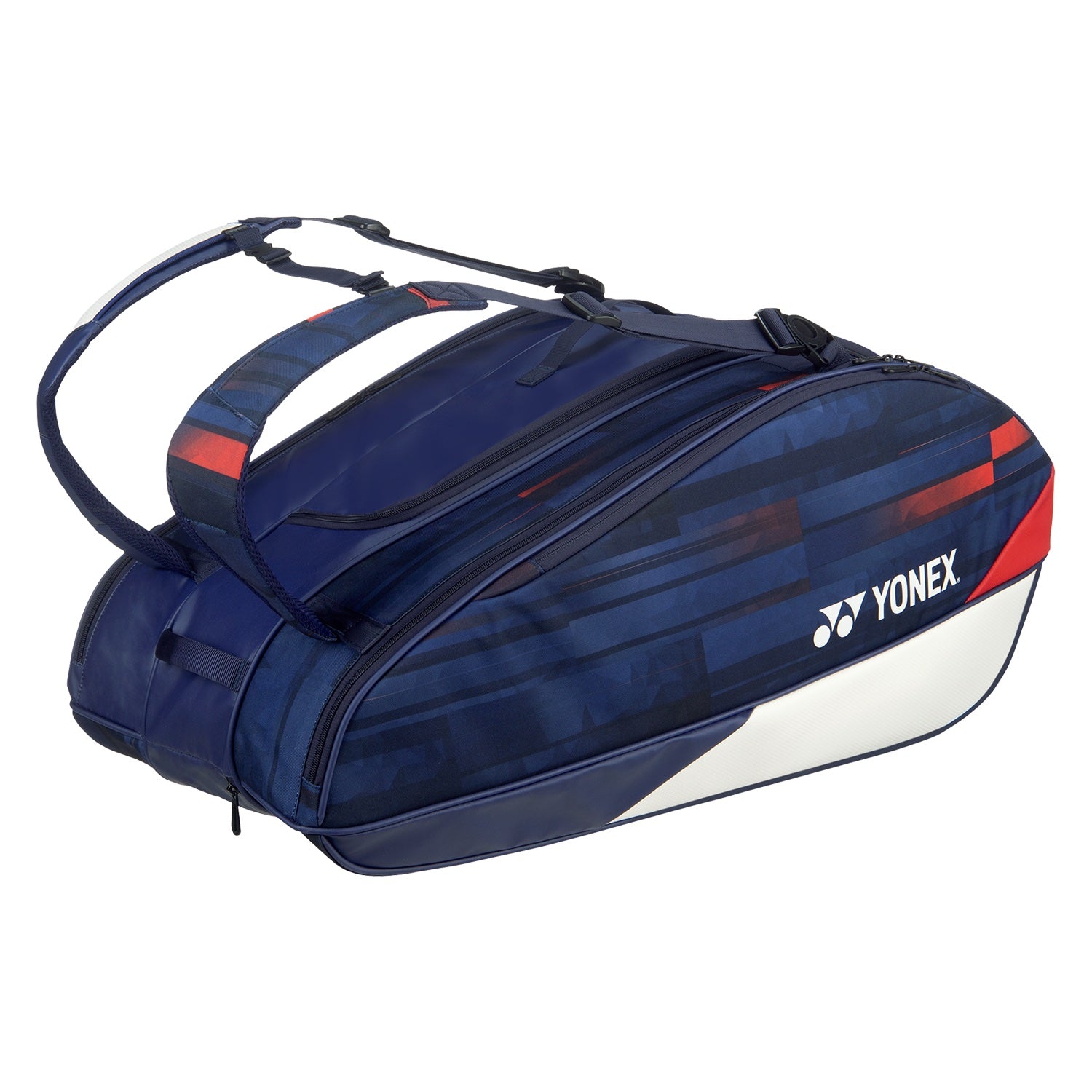 Yonex Pro Series Limited Edition 9-Pack Tennis & Badminton Bag - White/Navy/Red | Premium Sports Equipment for Tennis & Badminton Players | Perfect for Tournaments, Training & Gym Storage