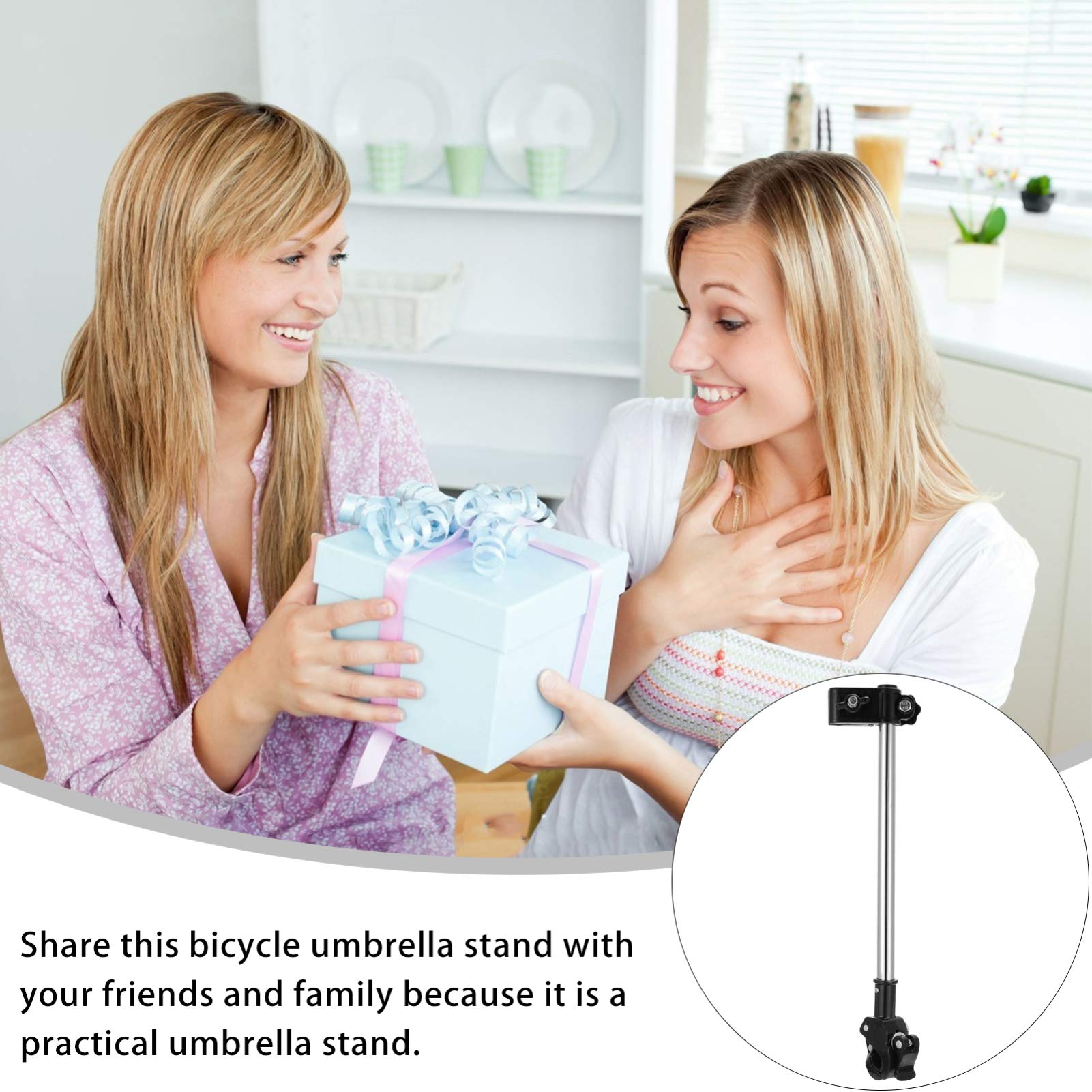 Wakauto Universal Bike Stand & Umbrella Holder - Adjustable Bicycle Mount for Strollers, Wheelchairs & More - Durable Black Frame for Outdoor Cycling, Walking & Picnics